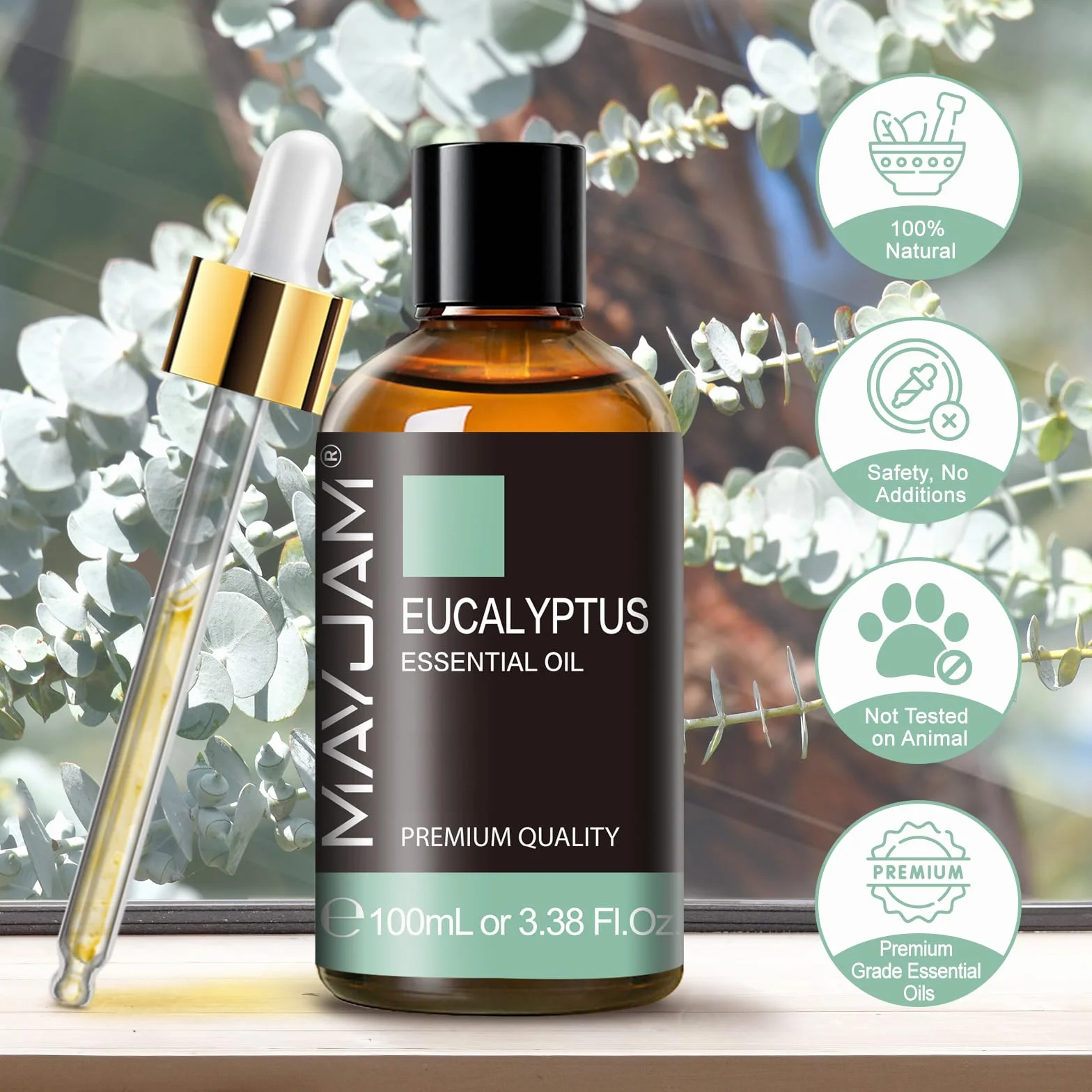 Huile Essentielle d'Eucalyptus 100ml 100% Pure MAYJAM Aromathérapie Diffuseur Massage