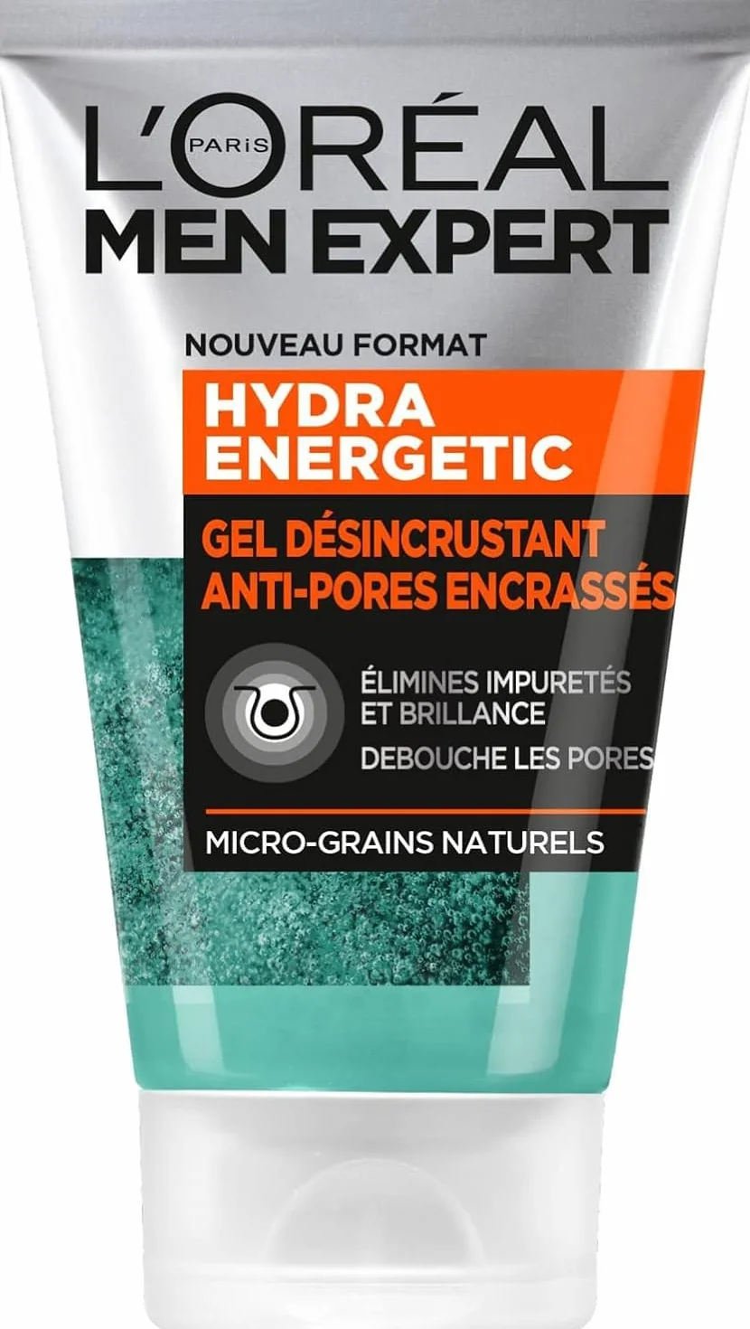 L'Oréal Men Expert Gel Désincrustant Anti-Pores Encrassés Soin Visage Exfoliant Concentré Micro-Grains Naturels 100 ml