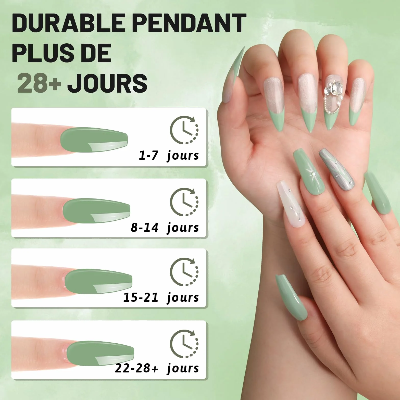 Aokitec Dip Powder 28g Vert Pastel, Poudre à Tremper Acrylique Nail Art Français Longue Durée