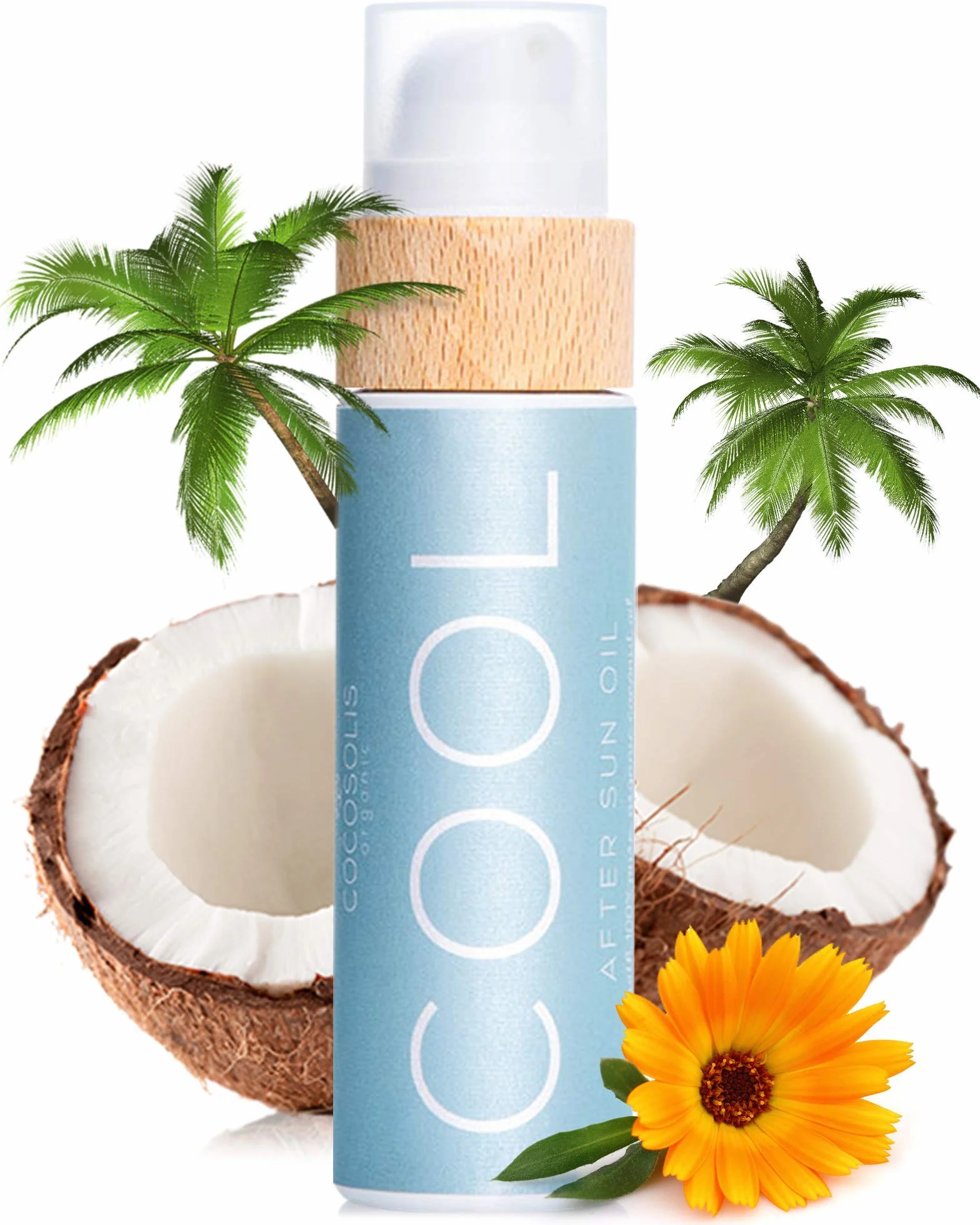 COCOSOLIS COOL Huile après-soleil à l'huile de coco | Huile hydratante corps et soin visage aux huiles bio | Prolonge le bronzage (110 ml)
