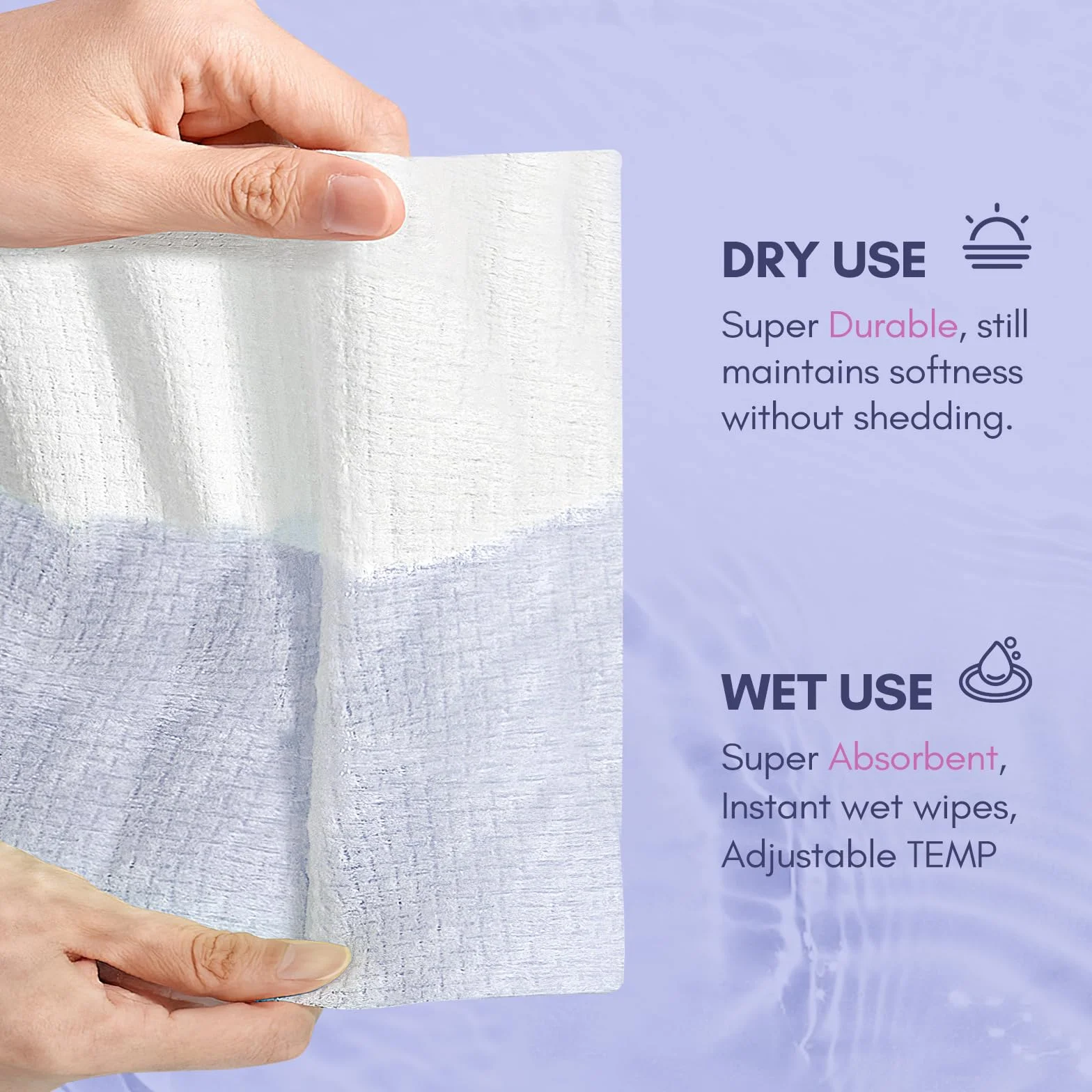 PoeticEHome Serviette jetable visage épais absorbant coton biodégradable lingettes sèches nettoyage démaquillage