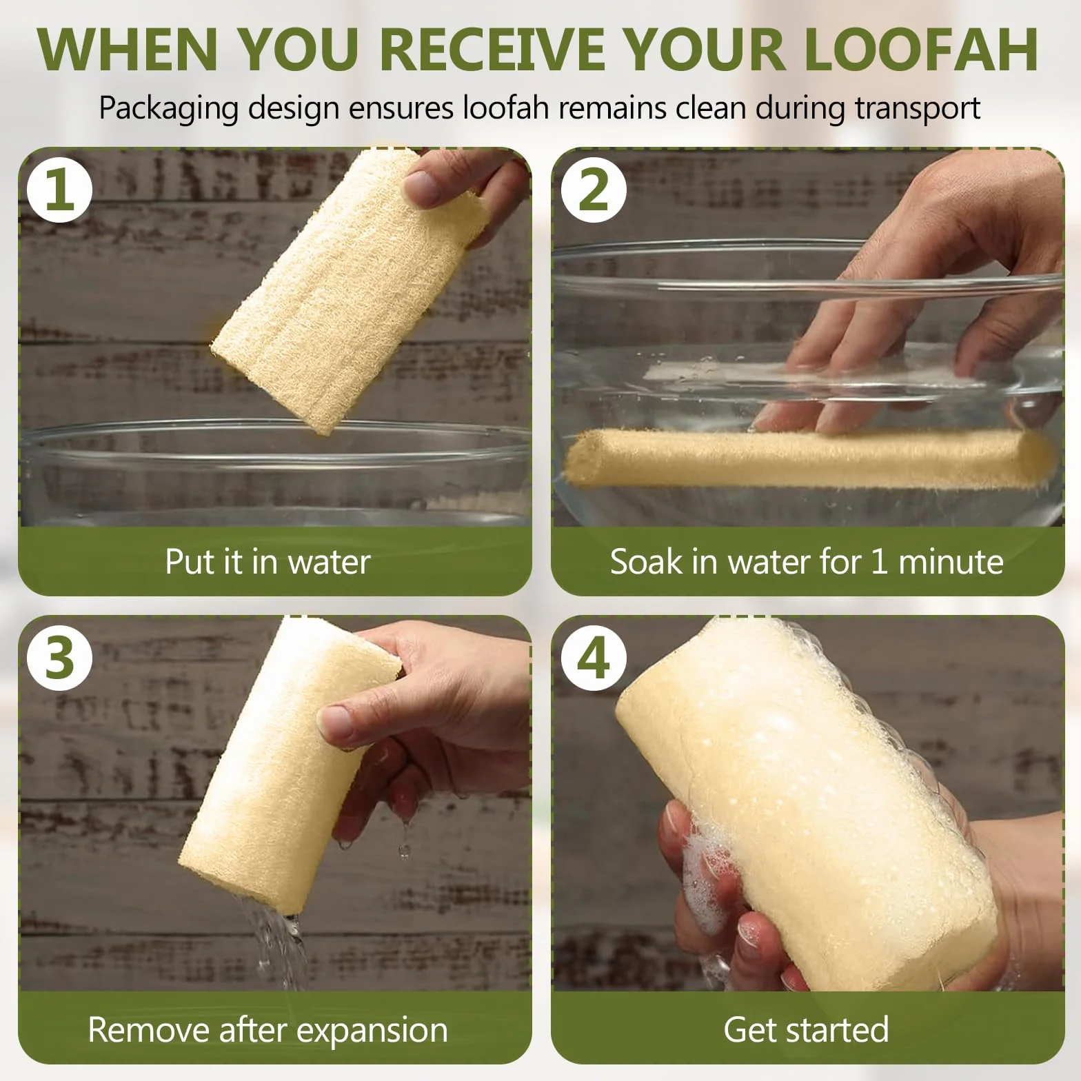 Éponge Exfoliante Corps Naturelle Loofah 10cm, Luffa Biologique pour Bain Douche et Cuisine