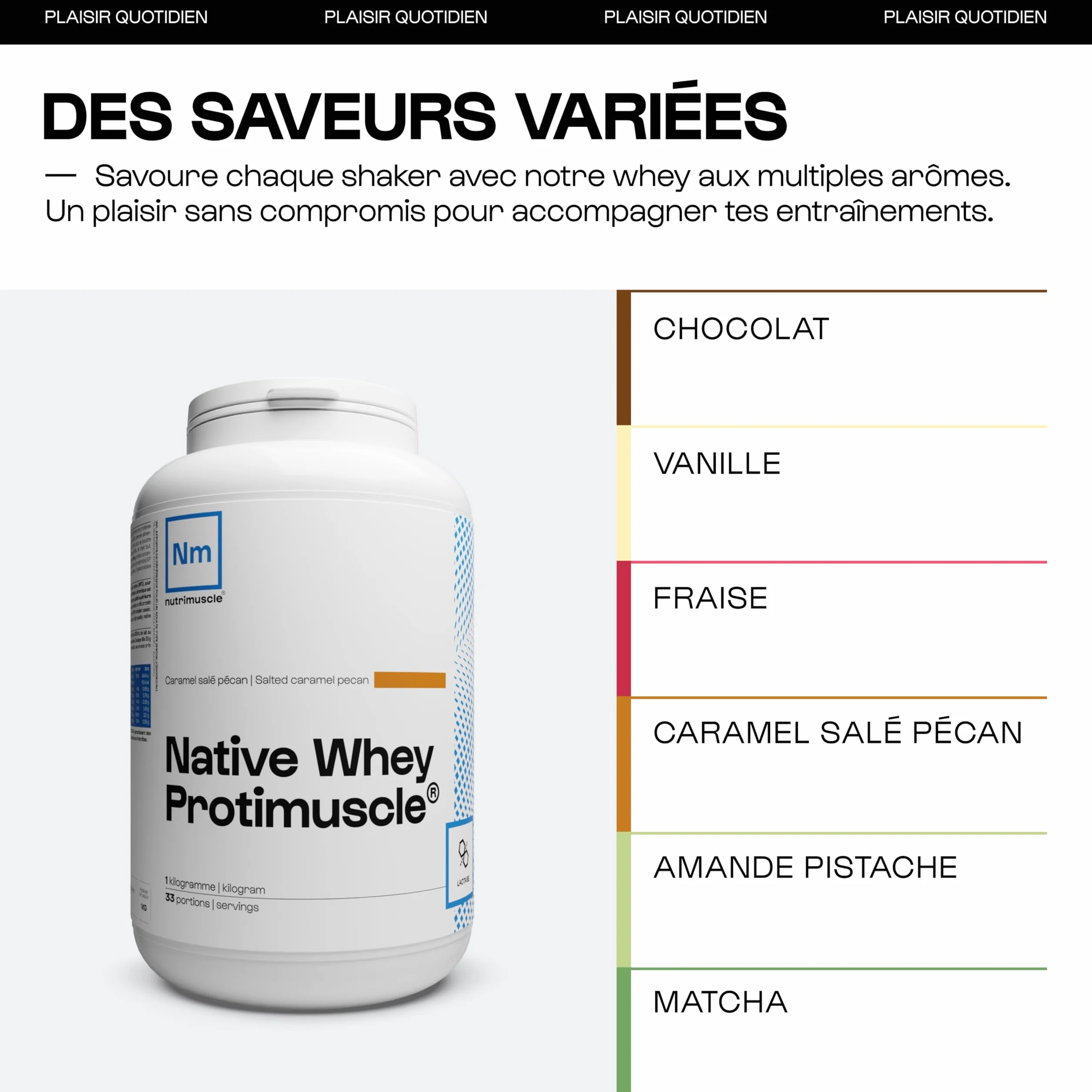 Nutrimuscle Whey Native 1 Kg Vanille Protimuscle Mix Protéine Caséine Prise de Muscle