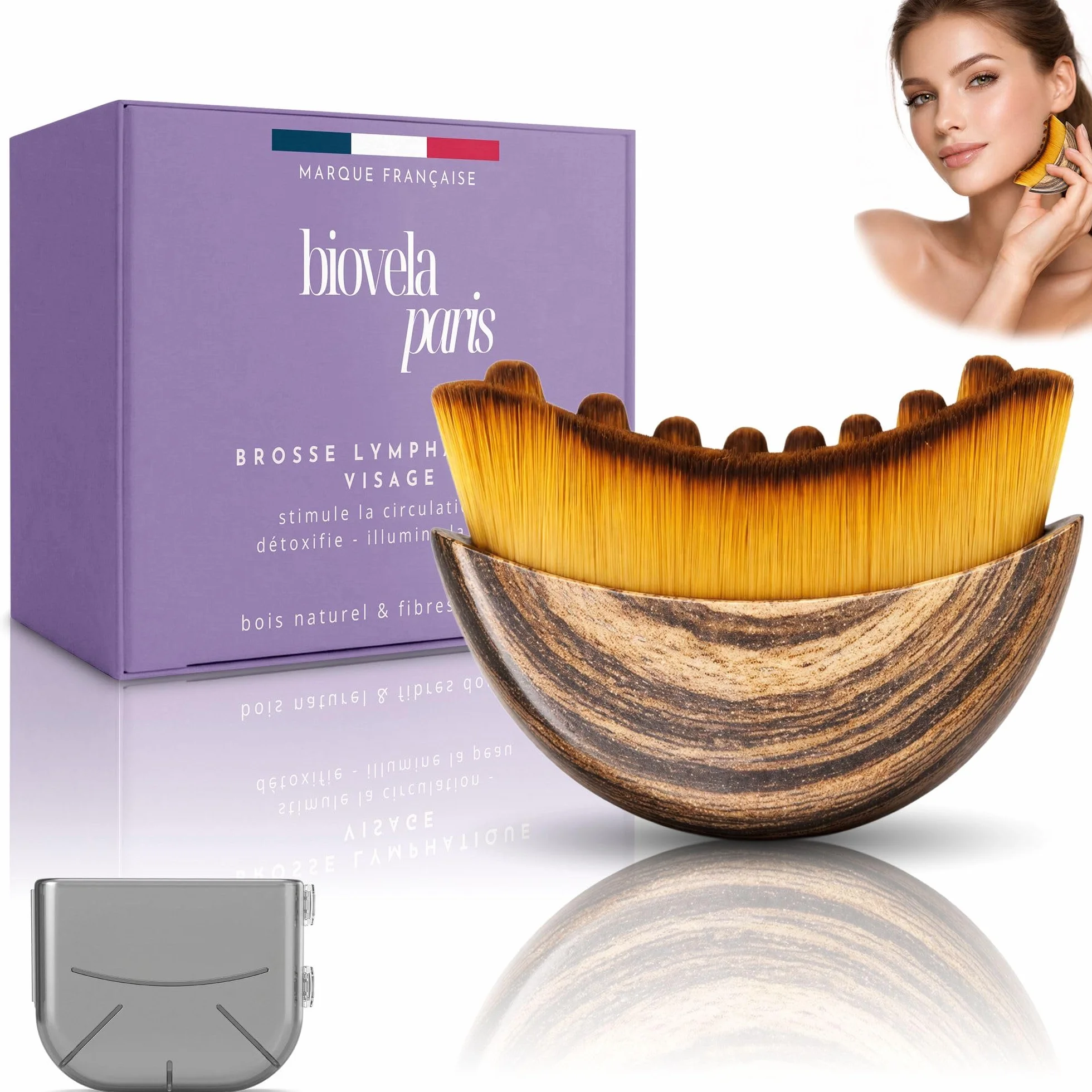 Brosse Lymphatique Visage Anti-Ride Drainage, Poils Doux, Stimule Circulation Détox Anti-Poches Anti-Cernes