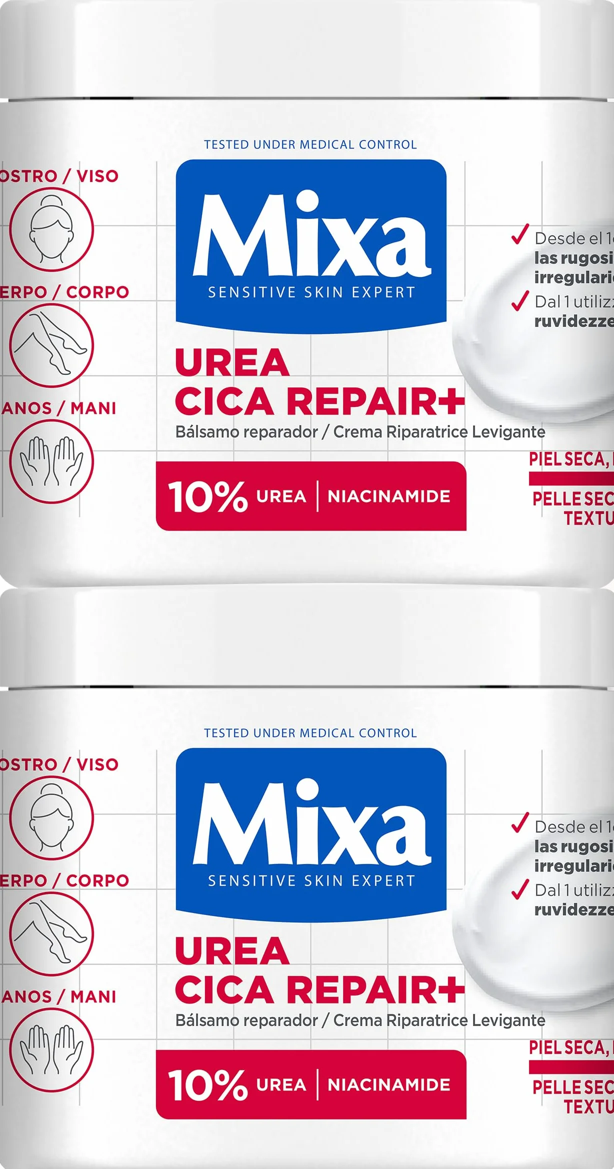 Mixa Pack Cream Cica Repair+ Urée 10% Panthénol pour peaux très sèches 400 ml x 2
