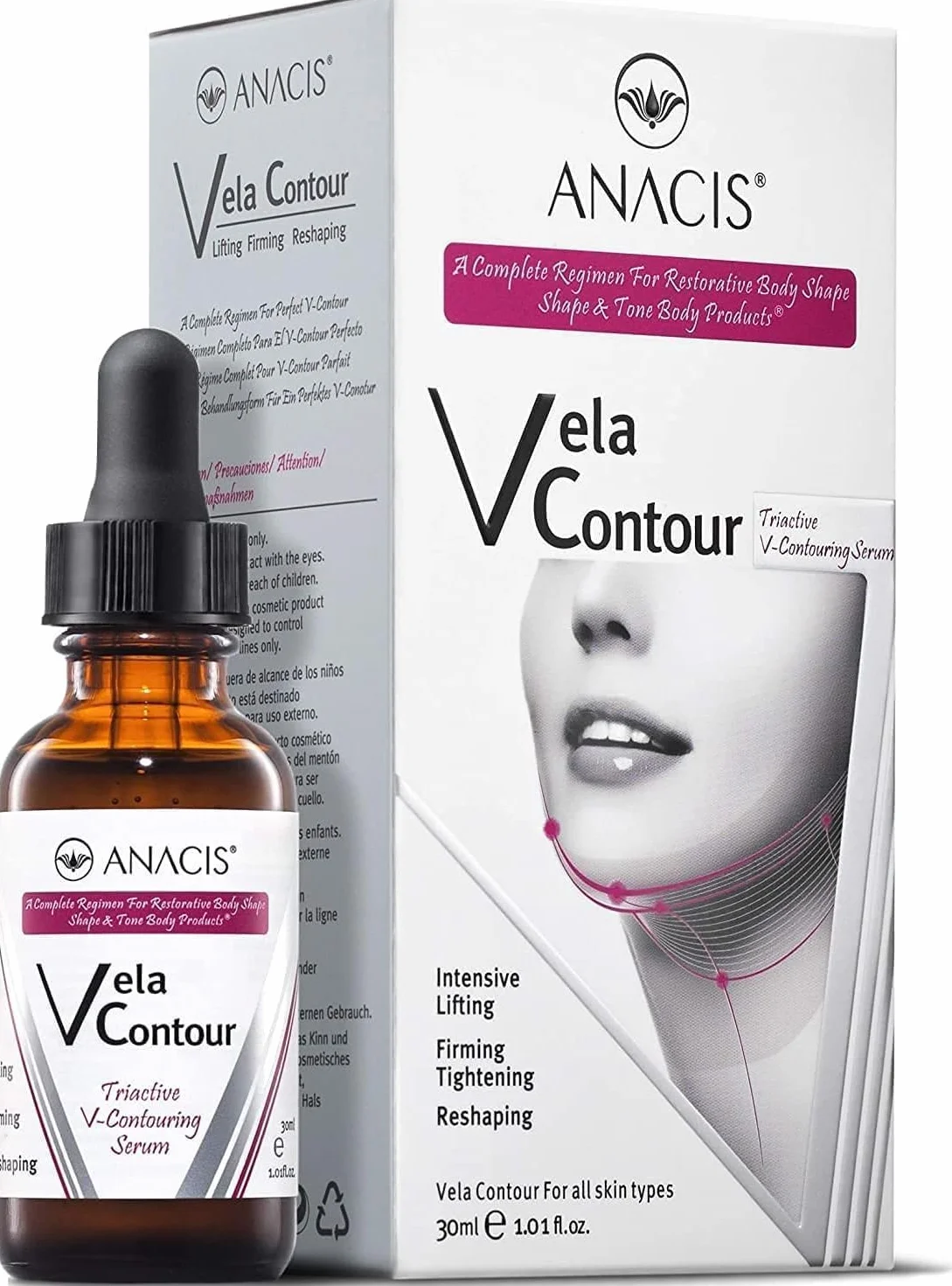 Vela Contour Sérum - Raffermissant et Liftant pour le Cou, Anti-Rides, Réduit le Relâchement et le Double Menton | ANACIS Sérum Visage et Cou