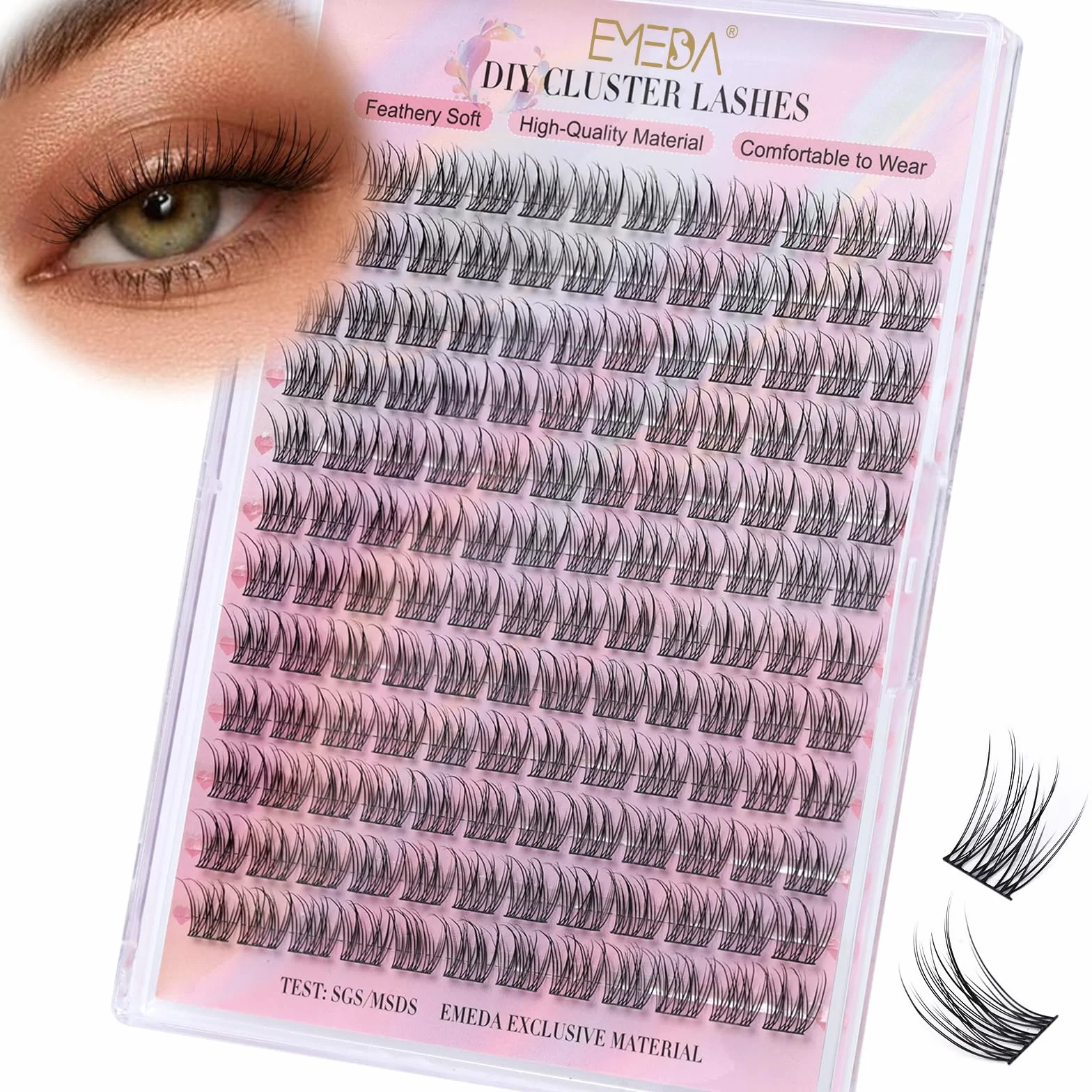 EMEDA Faux Cils Naturels en Grappe Mix 10-13mm Set d'Extension de Cils Individuels DIY