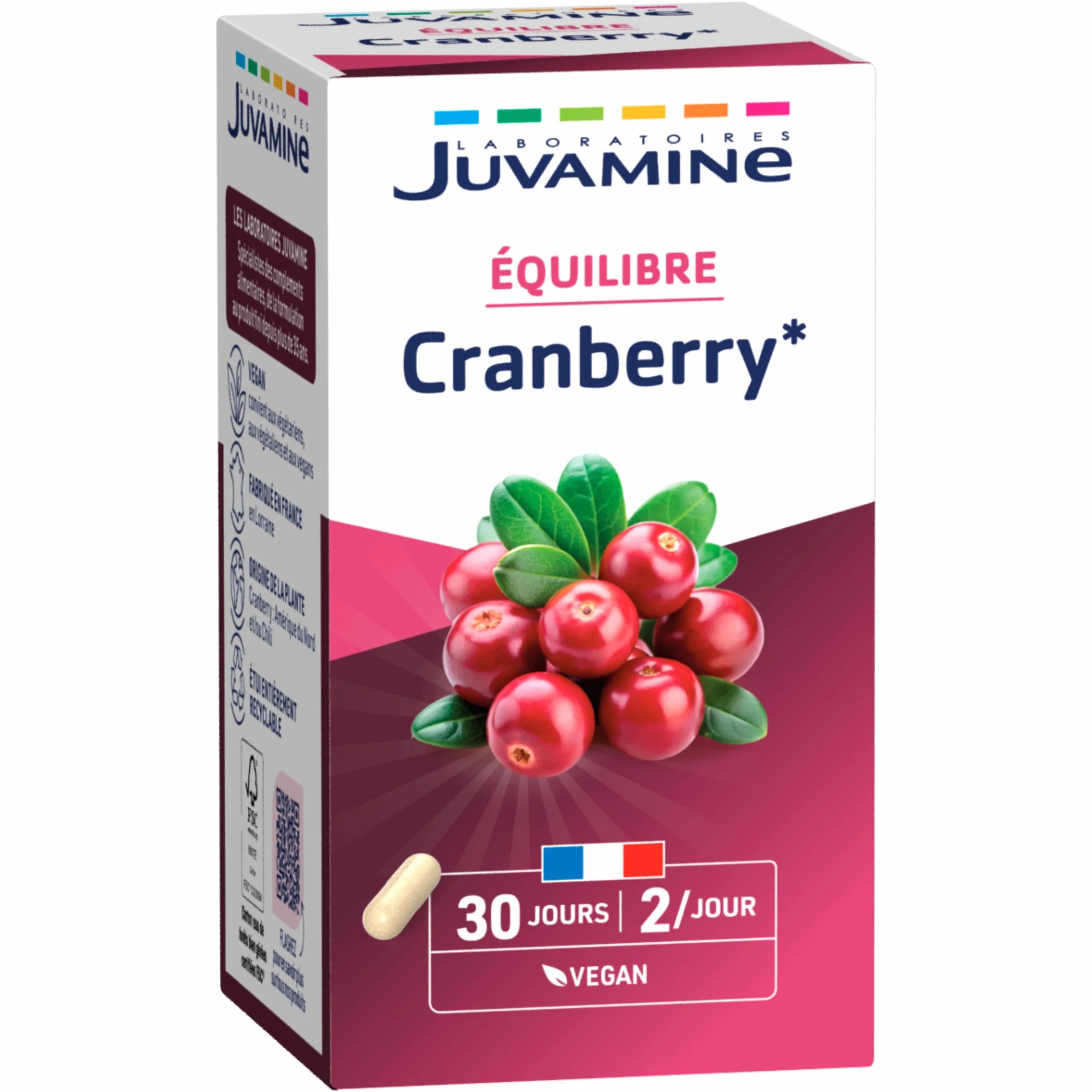 JUVAMINE Cranberry Bien être Urinaire 60 Gélules Fabriqué en France