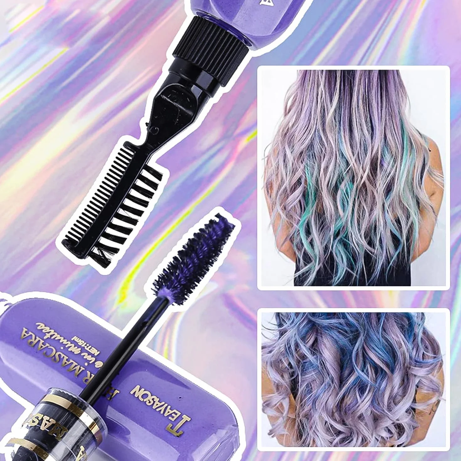 Kit Couleur Temporaire Mascara Cheveux Lavable 13 Couleurs Peigne Craie Bleu Halloween Cosplay Fête