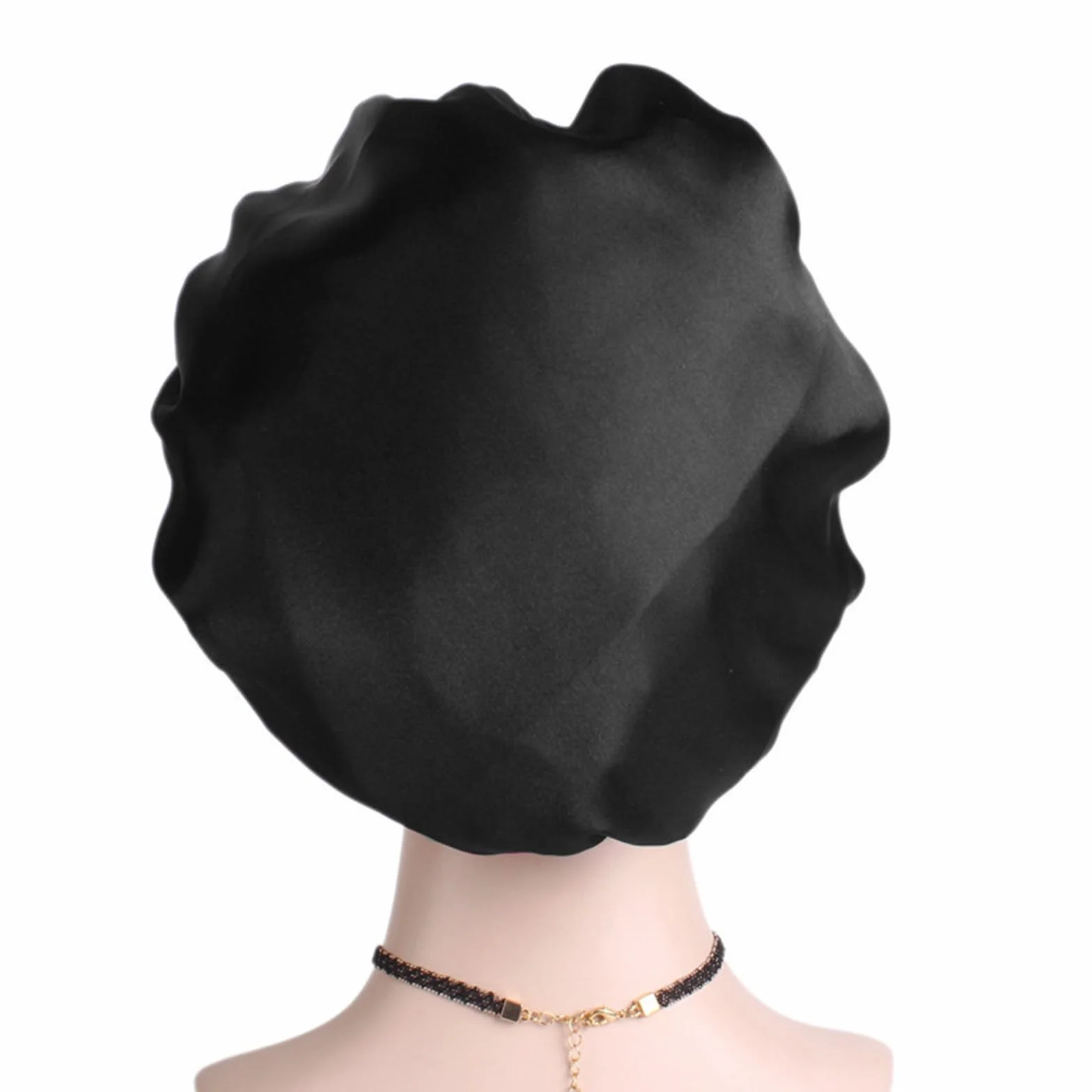 Lot de 2 Bonnets de Nuit en Soie - pour la Nuit - pour la Nuit - pour protéger Les Cheveux - Bonnet de Sommeil en Satin - Bonnet de Sommeil pour Dormir - Noir