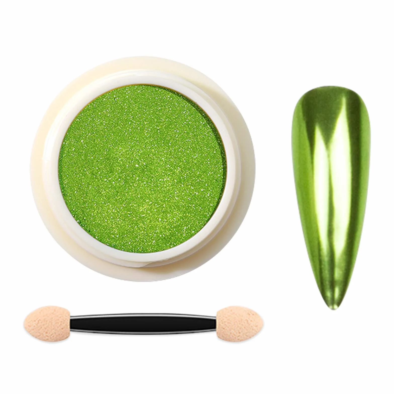 Poudre chrome ongle vert émeraude métallisé effet miroir pour vernis à ongles gel nail art