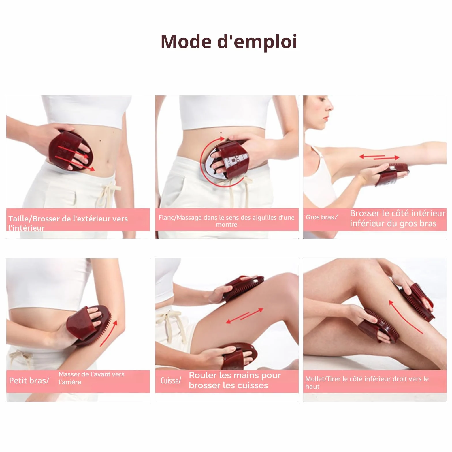 Brosse de Massage Ventre Professionnel Meridian, 2 Pièces Matériau sûr Facile à Nettoyer