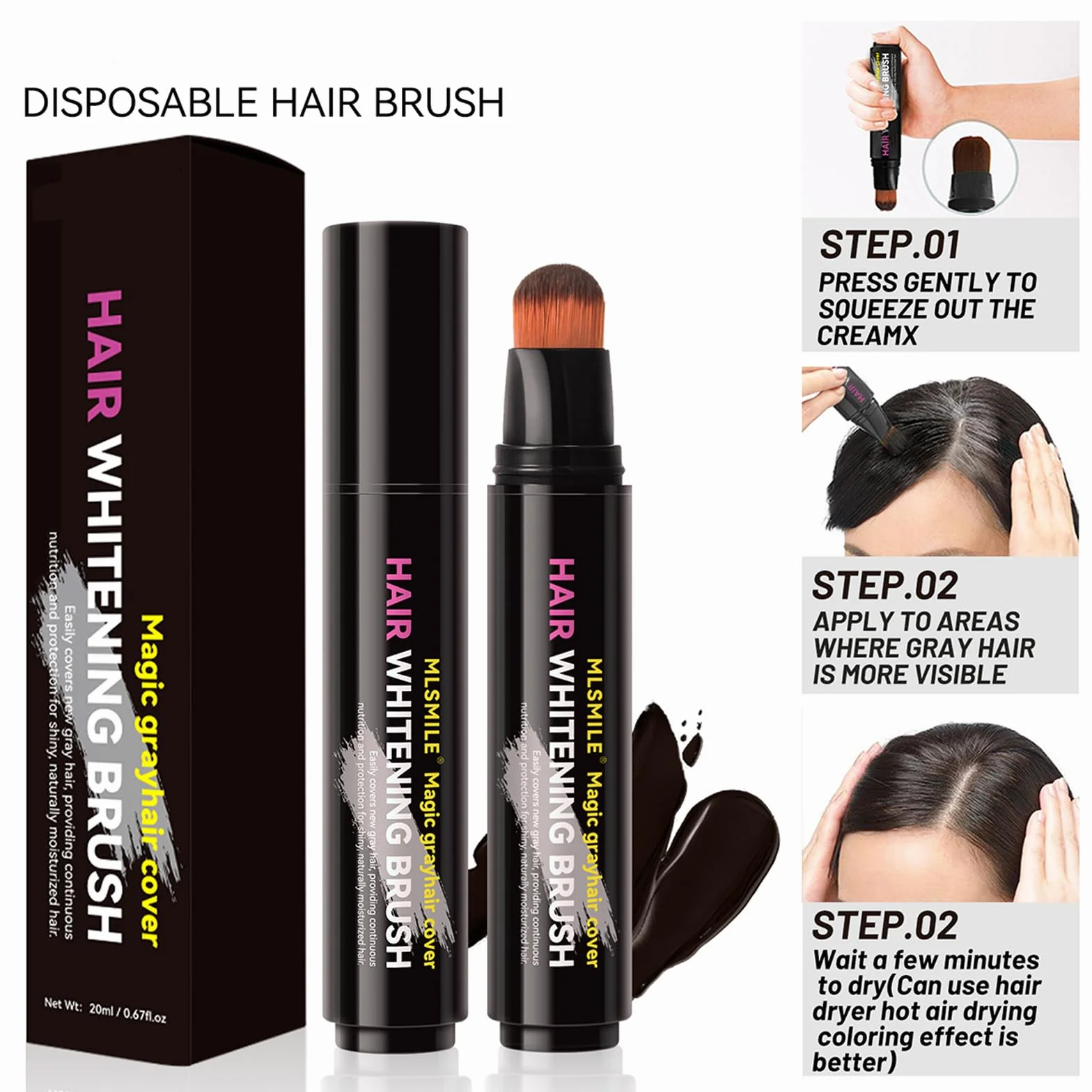 Craie Temporaire Pour Cheveux Stylo Colorant Noir Rouge À Lèvres Teinture Temporaire Soins Doux Peinture Cheveux