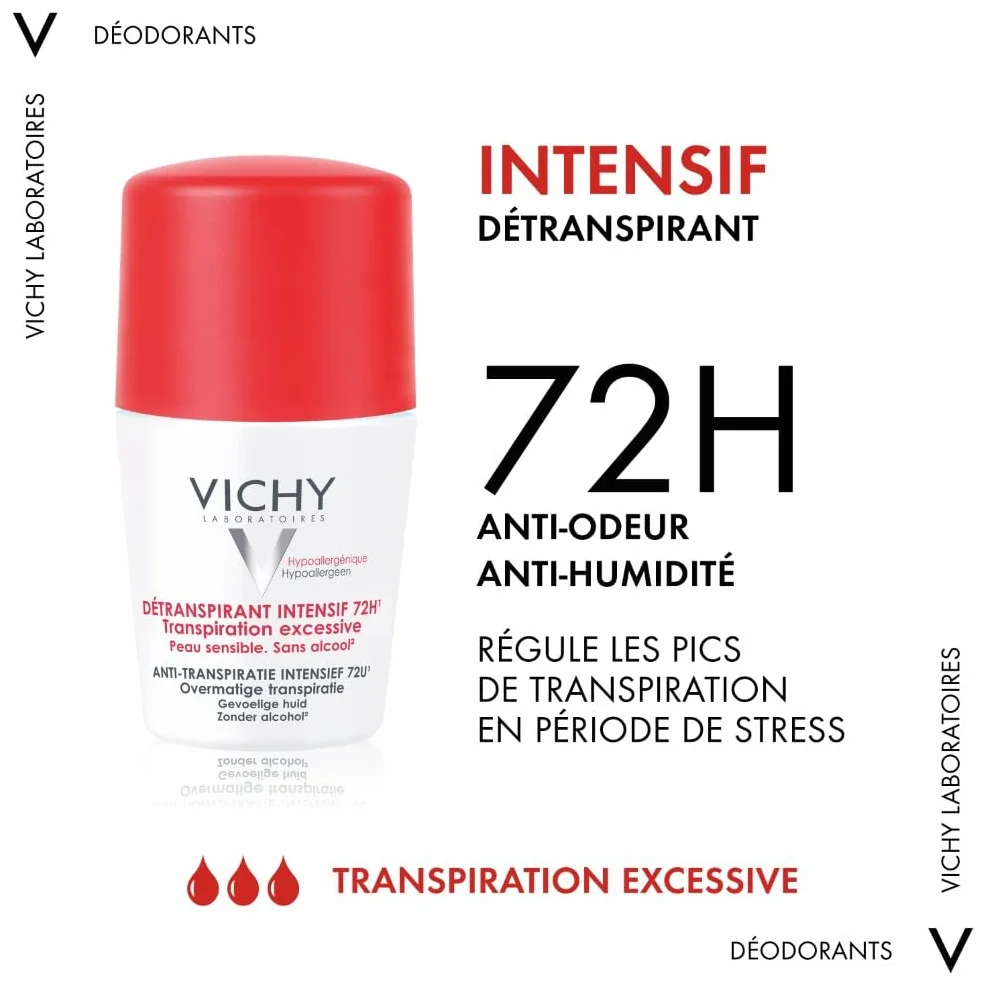 Vichy Stress Resist 72h Roll-On Anti-Transpirant Déodorant Aisselles Peaux Sensibles