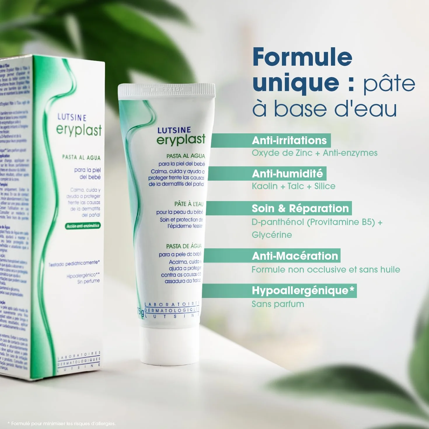 Eryplast Pâte à l’eau 200 gr - Soin érythèmes fessiers, rougeurs, irritations - Hypoallergénique, sans parfum