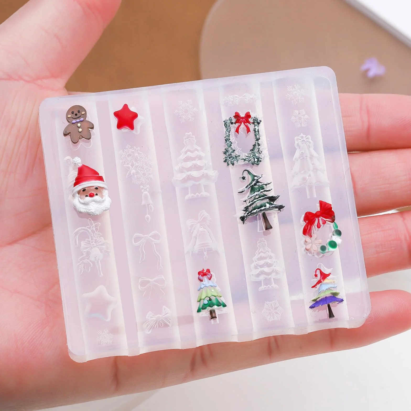 Moule en silicone 3D pour ongles créatifs en forme de fleur de Noël