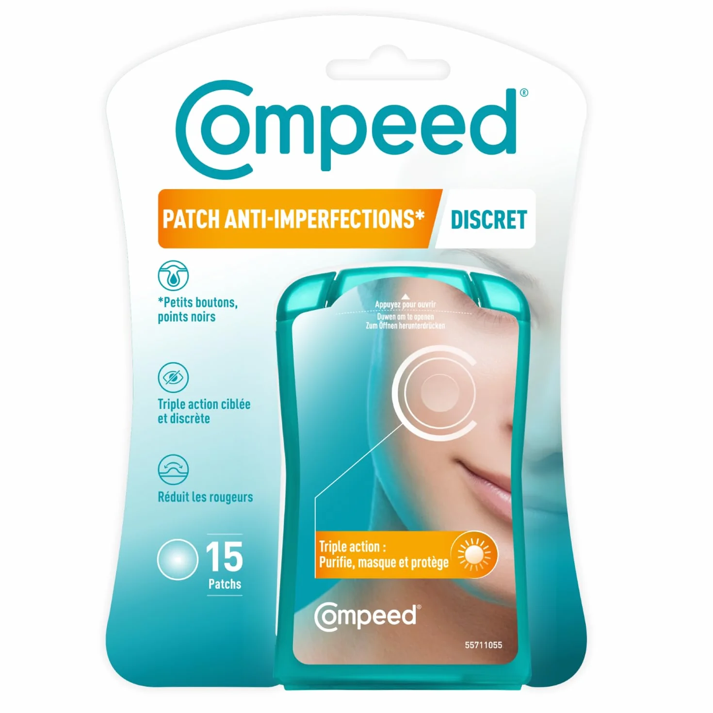 Compeed Patchs anti-imperfections hydrocolloïdes discrets 15 pièces 1.5x1.5 cm
