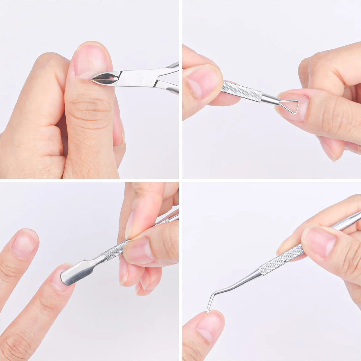 Pinces à Cuticules 4 en 1 Acier Inoxydable Professionnel Trousse Manucure Pédicure