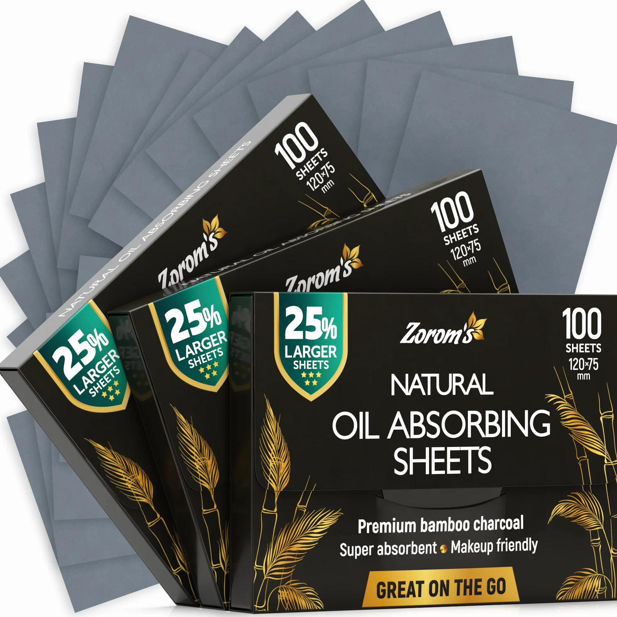 Lot de 300 feuilles de charbon de bambou naturel pour le visage, 25% plus grandes, 300 feuilles absorbantes pour huile faciale, distribution facile du papier buvard