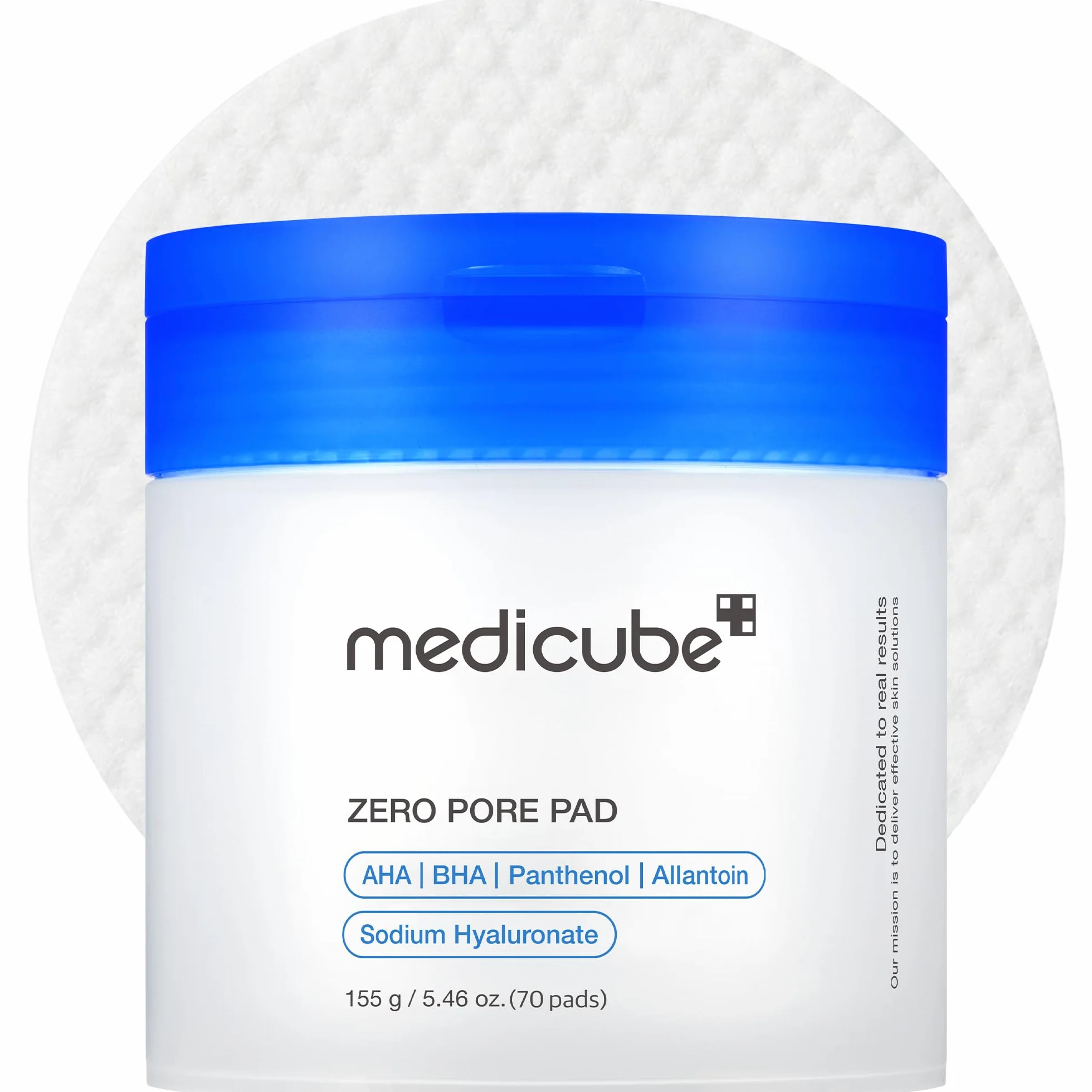 Medicube Zero Pore Pads 2.0, Tonifiants Visage Double Texture Exfoliation Soin Pores 4,5% Acide Lactique AHA 70 Pièces