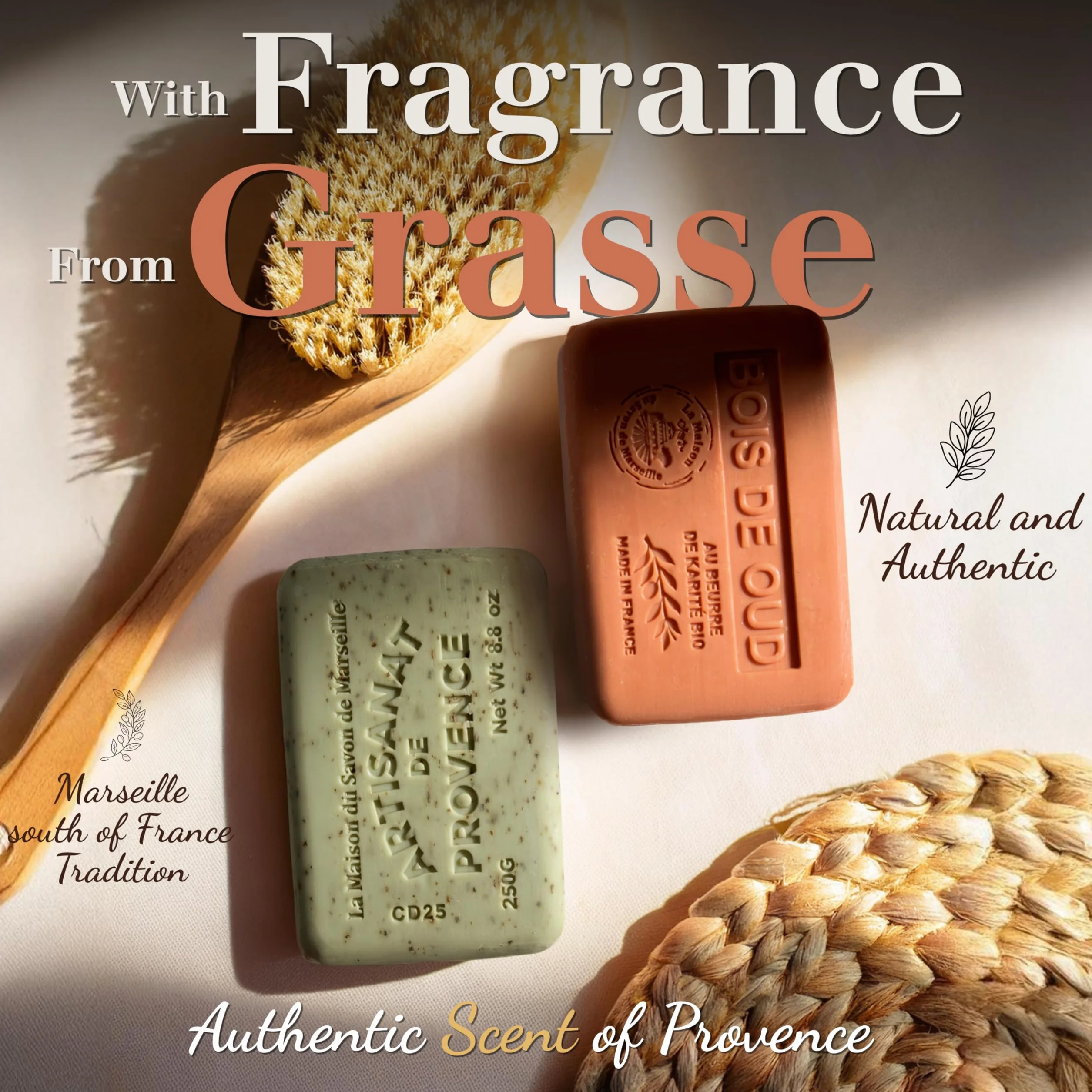 Savon Solide Karité Muguet Lot de 3x250g Enrichi Beurre de Karité Bio Fabriqué en Provence 97% Végétal