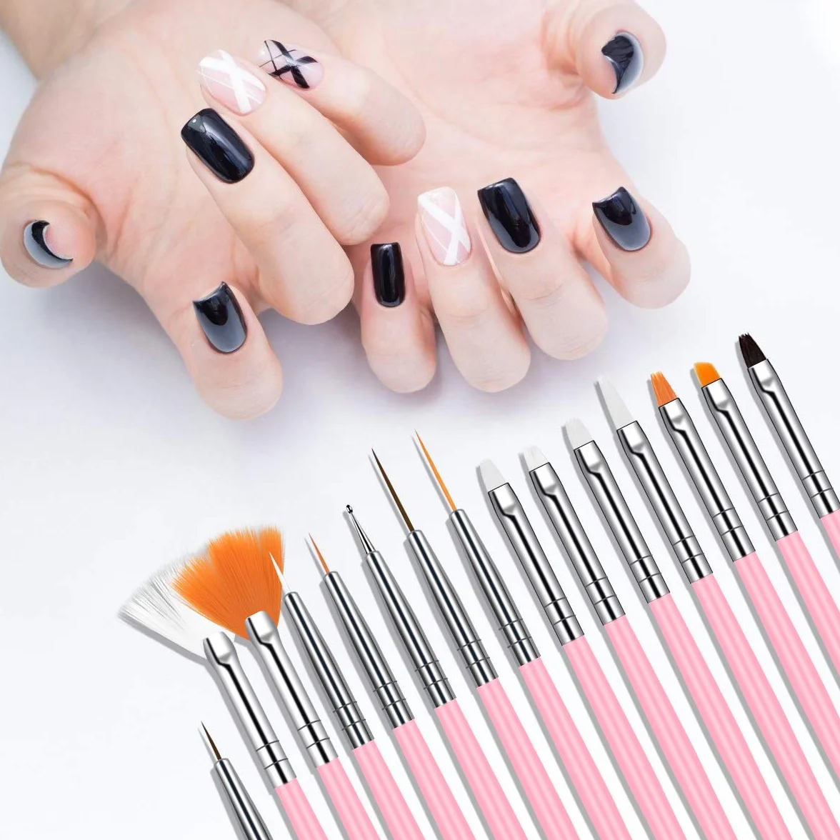 Ensemble de Pinceaux à Ongles Nail Art, 20 Pièces Pinceau pour Gel UV et Acrylique