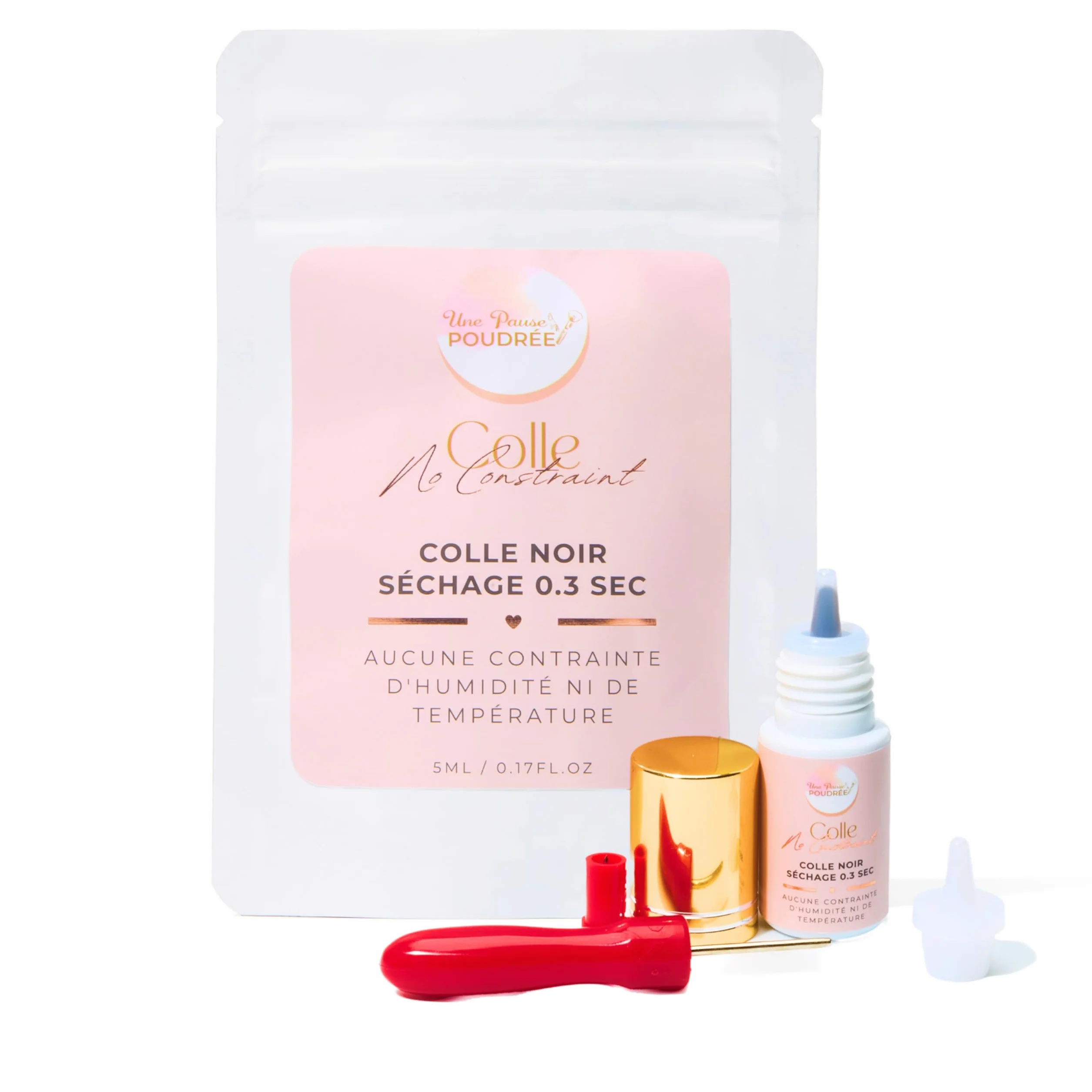 NoConstraint Colle Noire Professionnelle Extensions Cils Séchage Rapide 0,3s Vapeur Faible Haute rétention 6-8 semaines