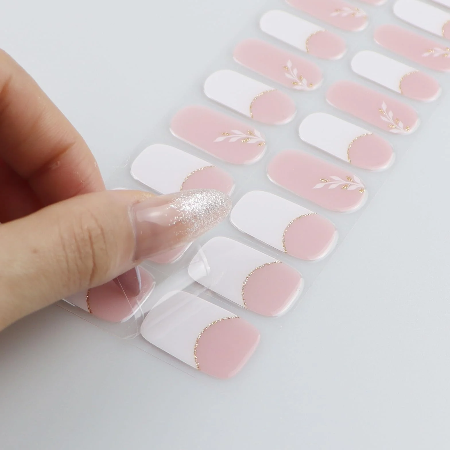 Autocollants pour ongles en gel French Tip blanc semi durcies UV LED