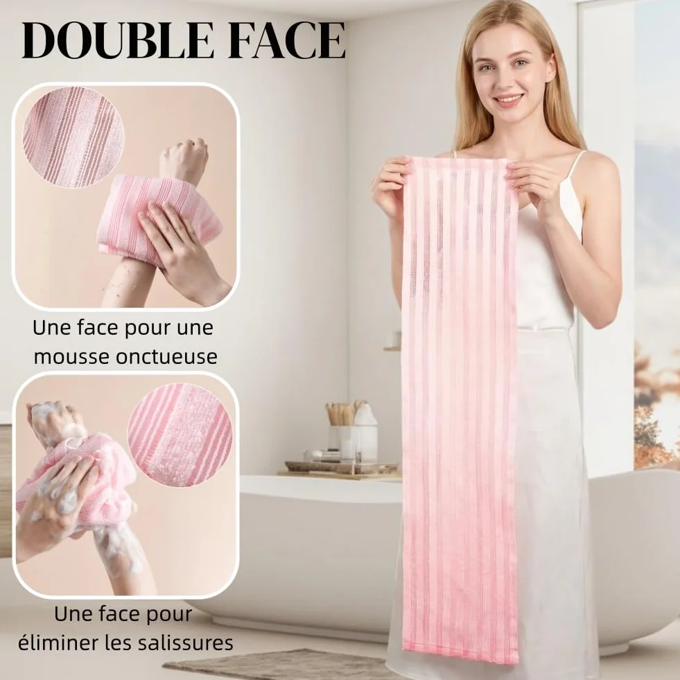 Ecovia Serviette Exfoliante 4pcs Douche Corps Séchage Rapide Peaux Sensibles Rugueuses Portable