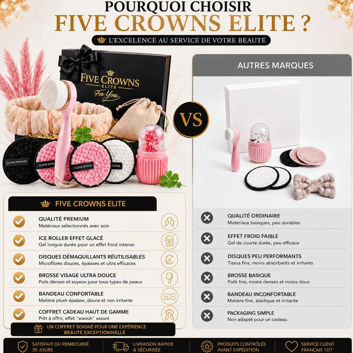 Coffret Beauté et Bien-Être Ado Fille 12-18 Ans, Kit Skincare avec Ice Roller, Brosse Visage, Disques Démaquillants Réutilisables