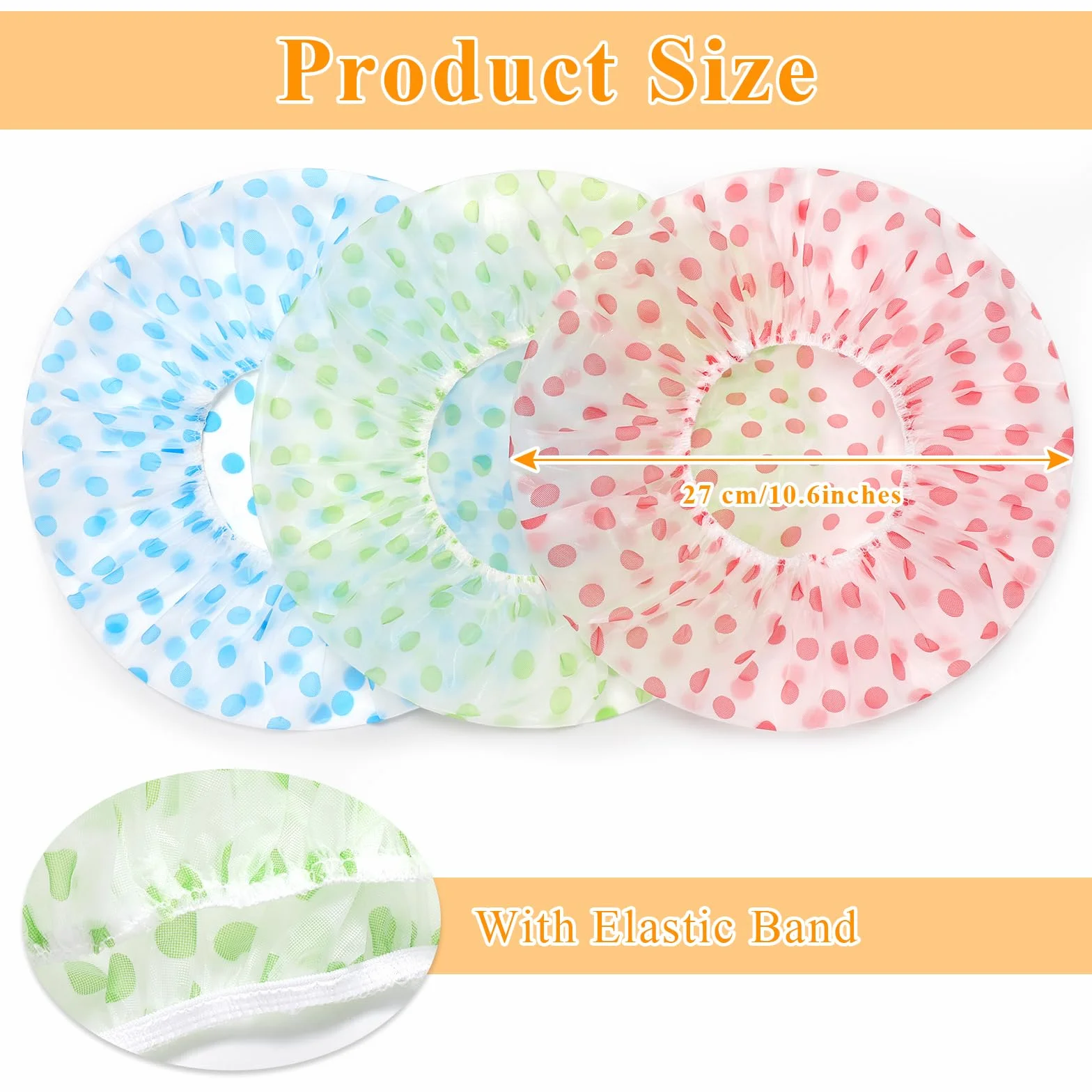 Bonnet De Douche Bonnet de Bain Élastiques Réutilisables avec Bandes Élastiques pour Femmes Douche SPA Salon (3 PCS)