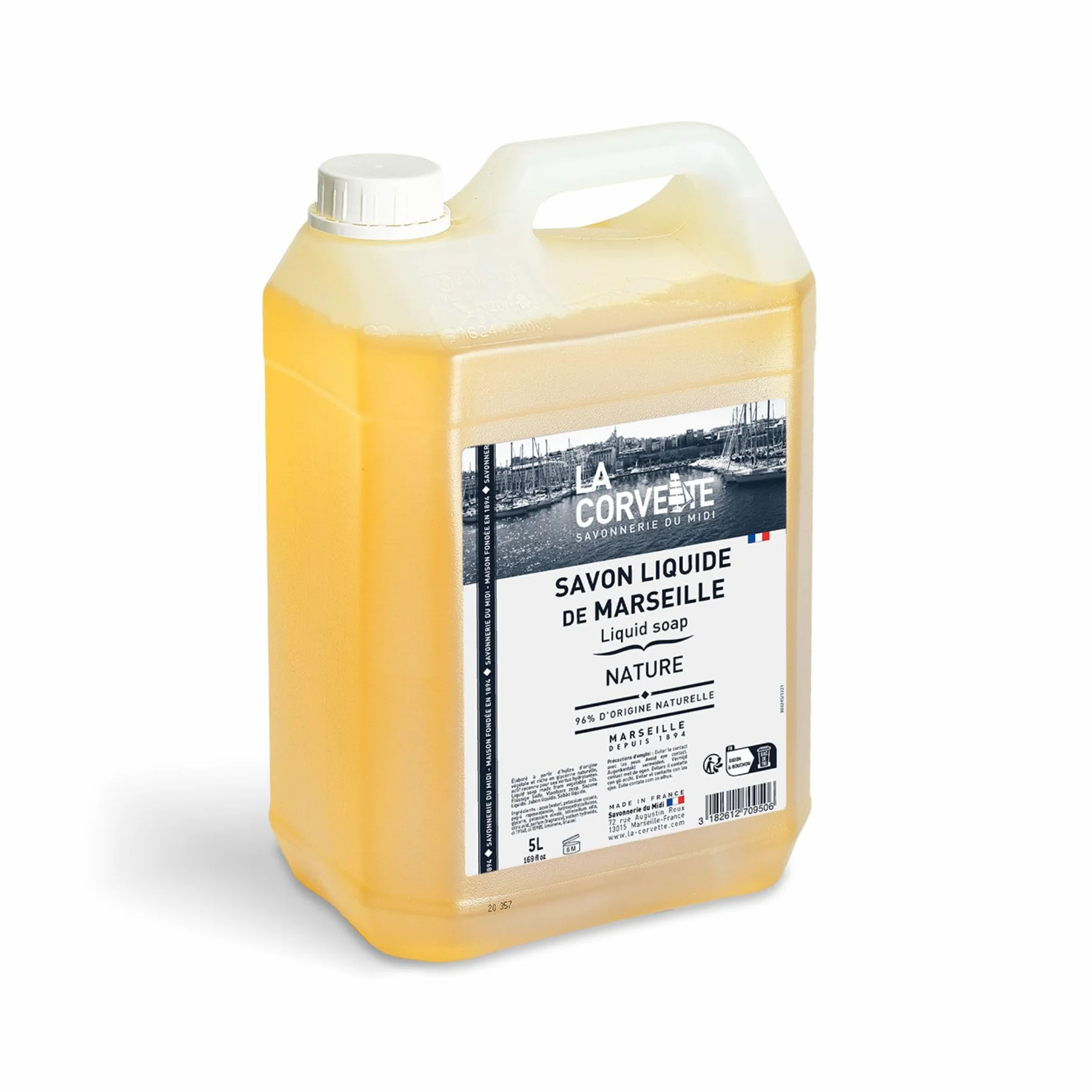 Savon liquide de Marseille Nature La Corvette 5L 96% ingrédients naturels