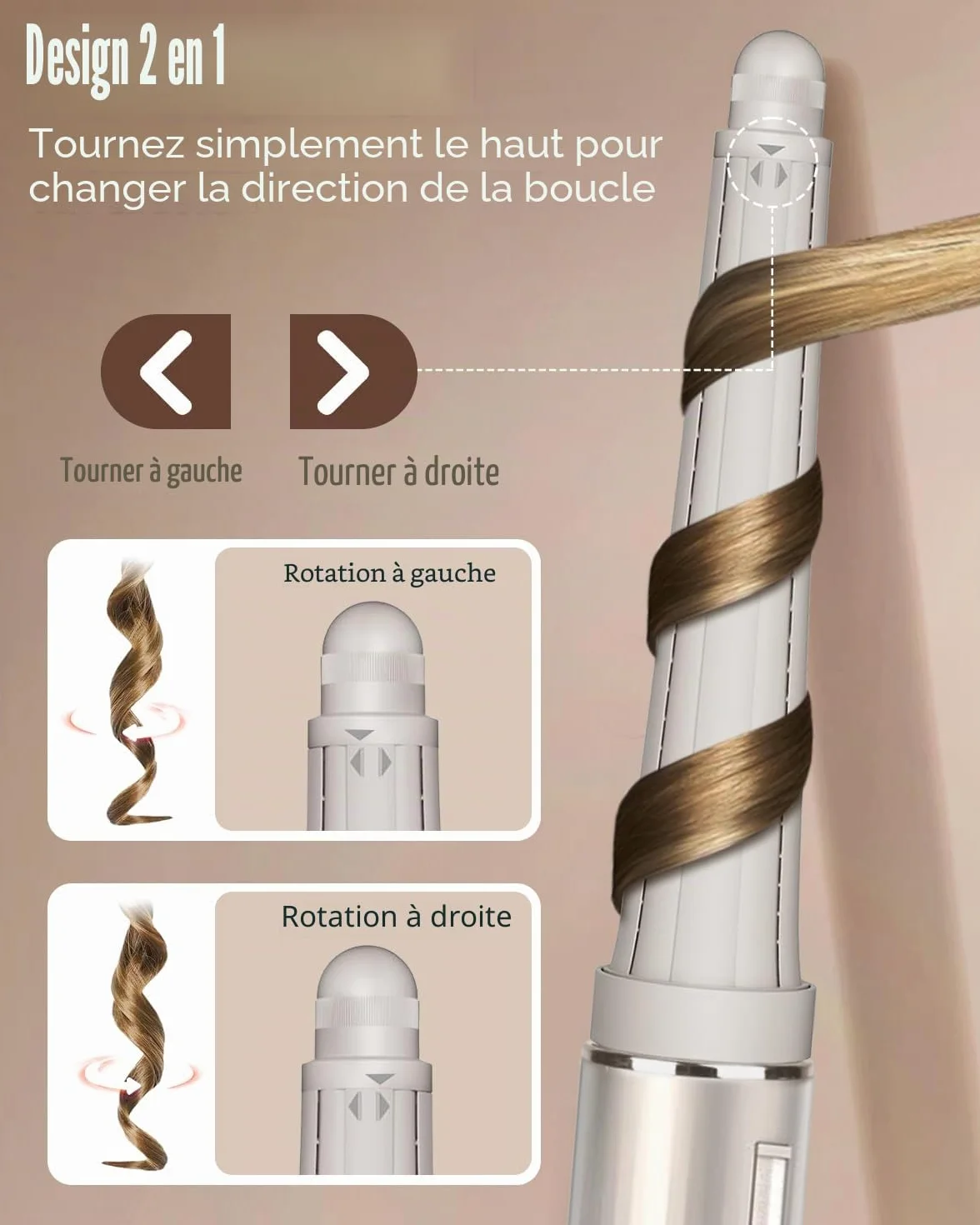 Bigoudi long pour accessoires Shark FlexStyle, bigoudis de 1,9 à 3,6 cm, enroulement automatique avec les deux directions