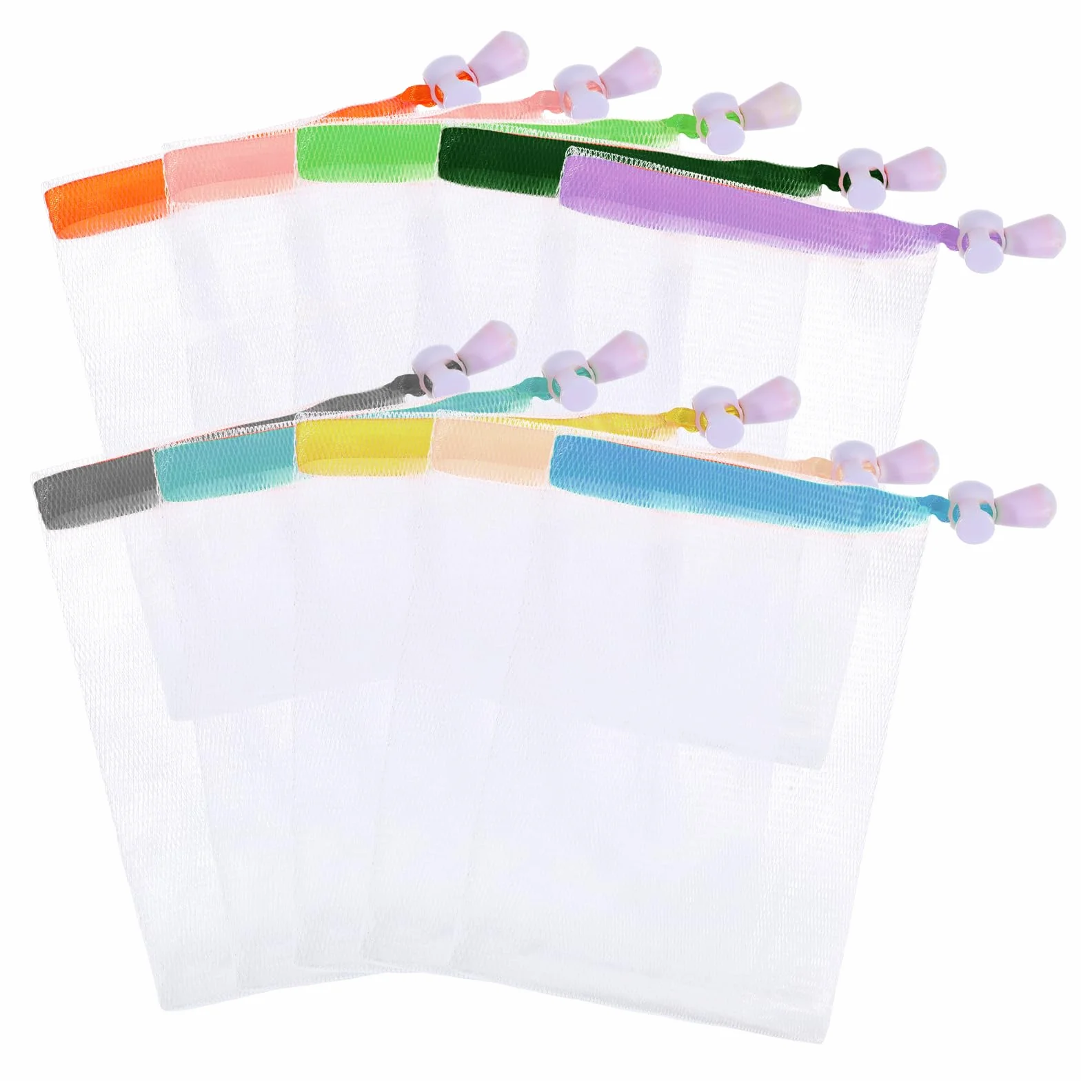 Sac à savon en nylon avec cordon de serrage - Lot de 10 sachets exfoliants pour le bain et le visage