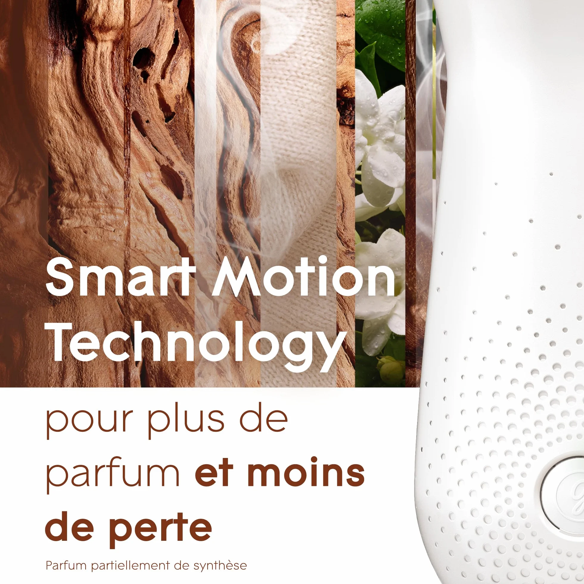 Glade Sense et Spray Diffuseur à Détection de Mouvement - Sensual Sandalwood & Jasmine - 1 Diffuseur et 3 Recharges 18ml
