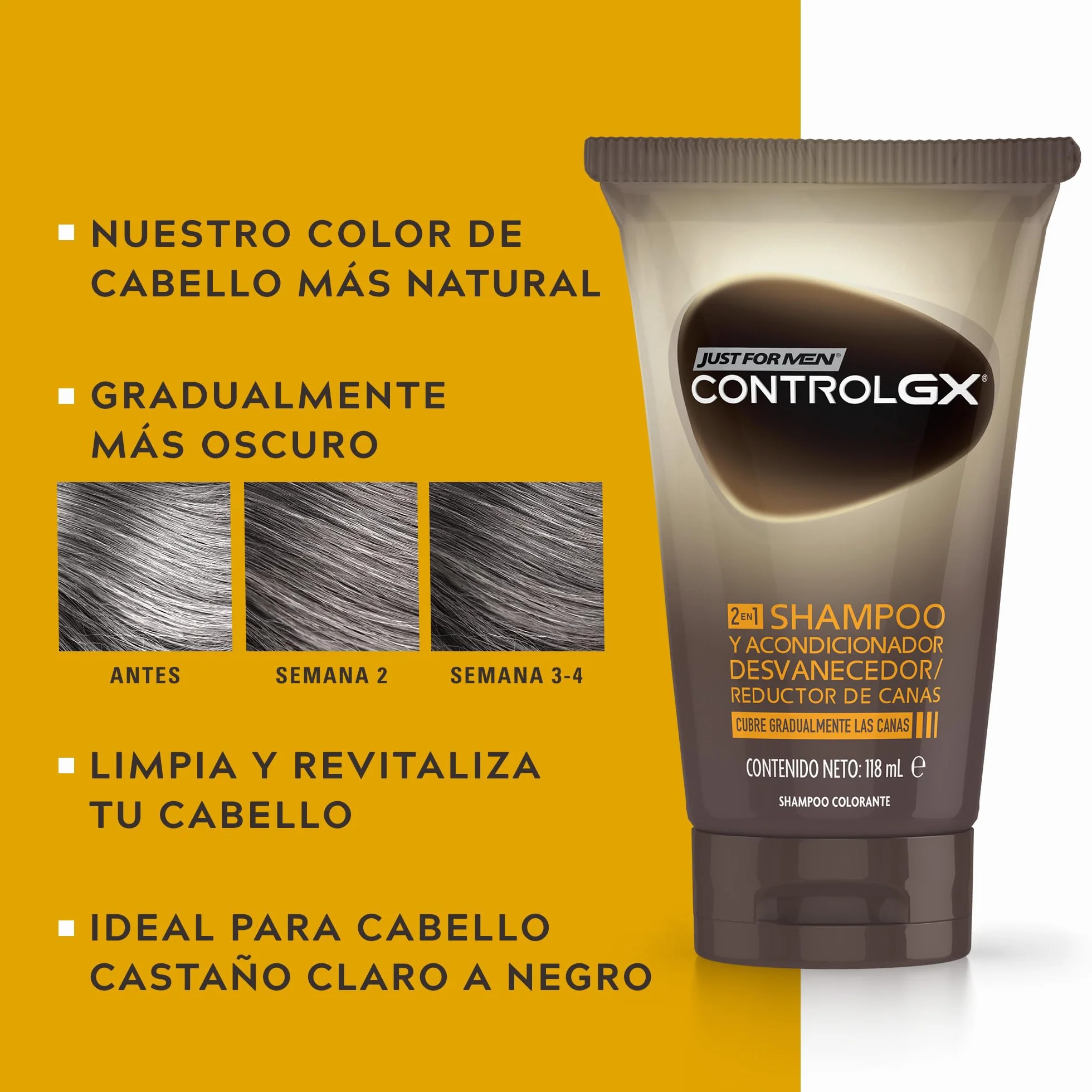 Just For Men Control Gx Shampoing, Marron, 3 x 118 ml