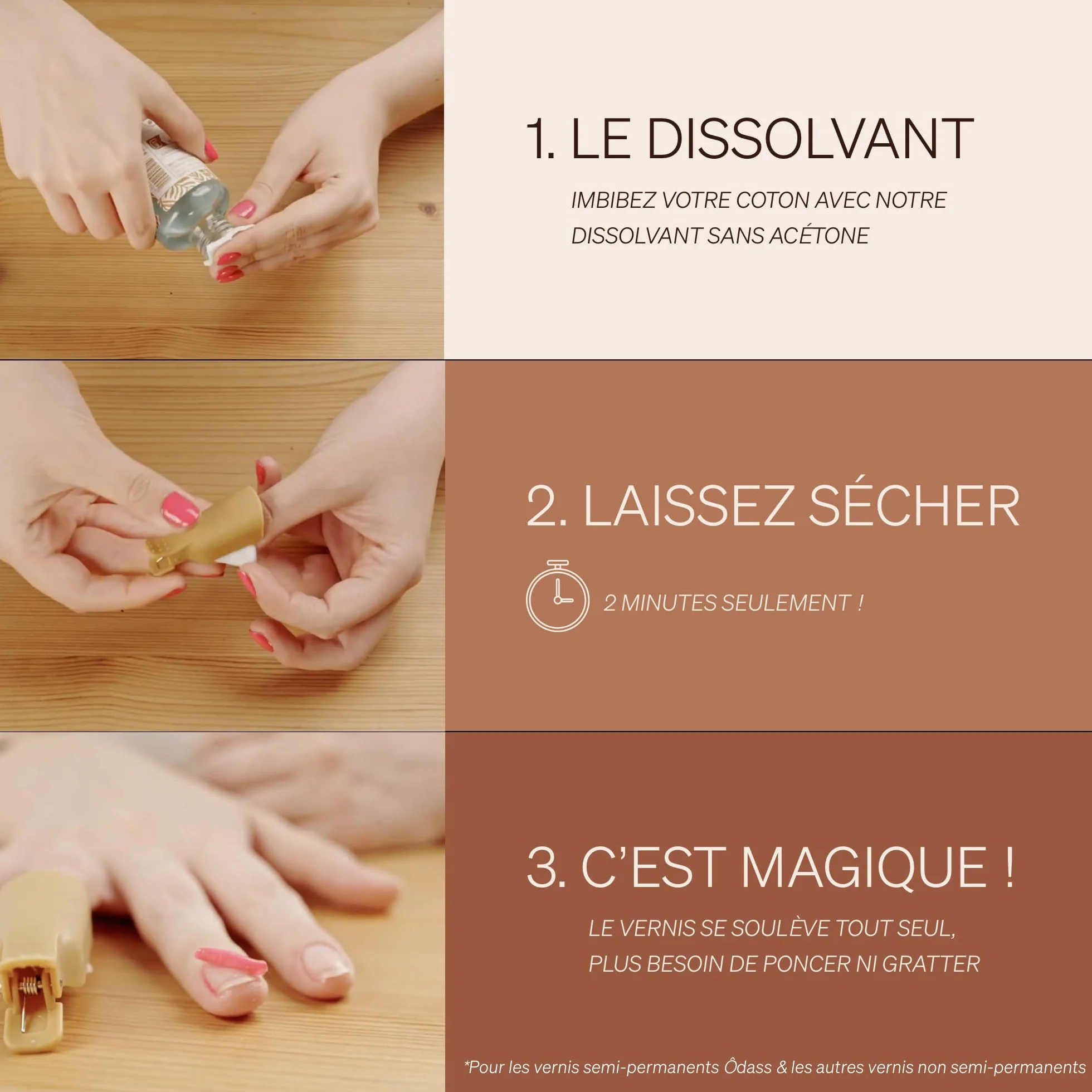 Odass Paris Le Dissolvant Sans Acétone Bio Sourcé 98% d'Origine Naturelle Huile d'Amande Douce Fabriqué en France 100ml