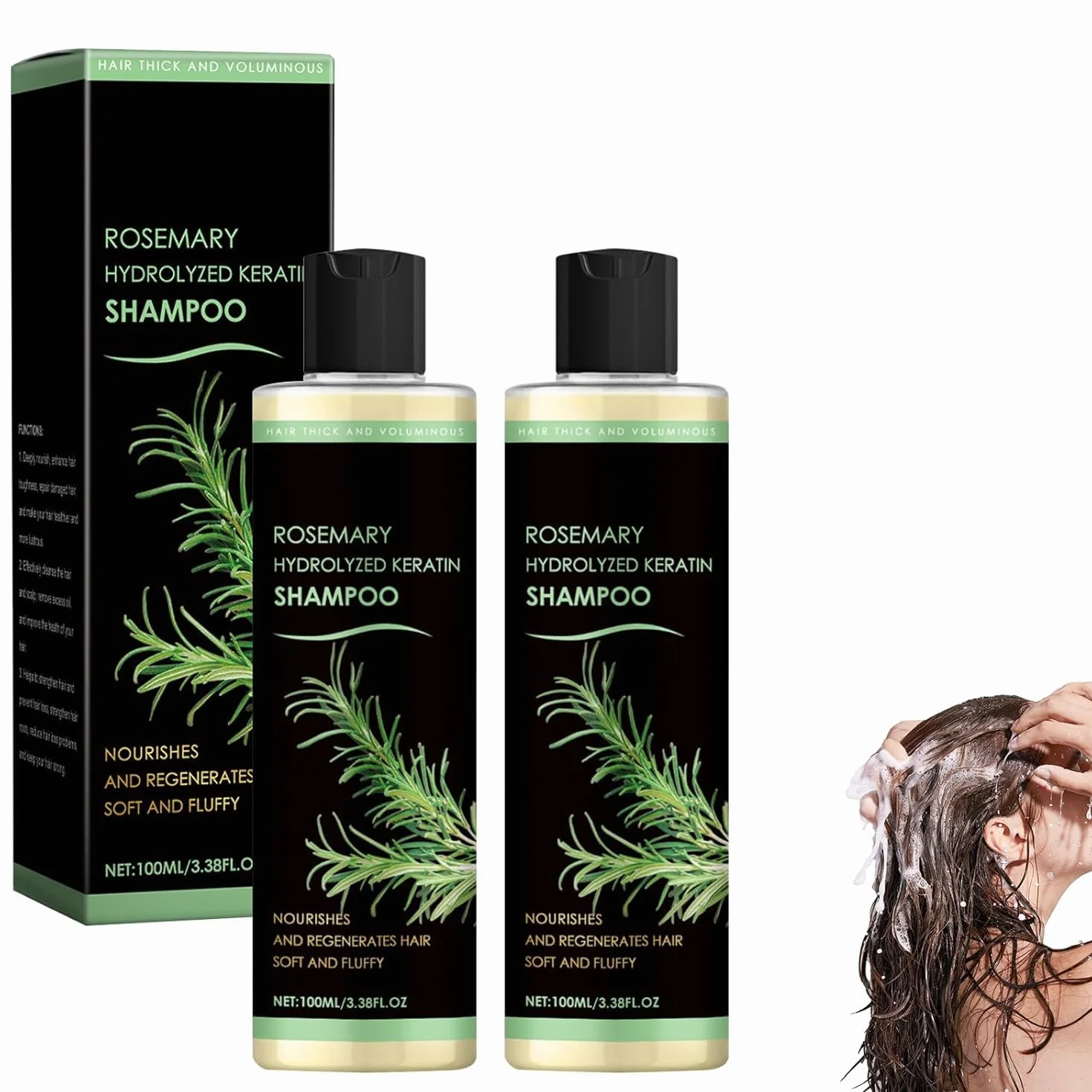 Shampoing Romarin Pousse Cheveux Anti-Chute Renforcement Cheveux Fragiles Clairsemés Hommes Femmes