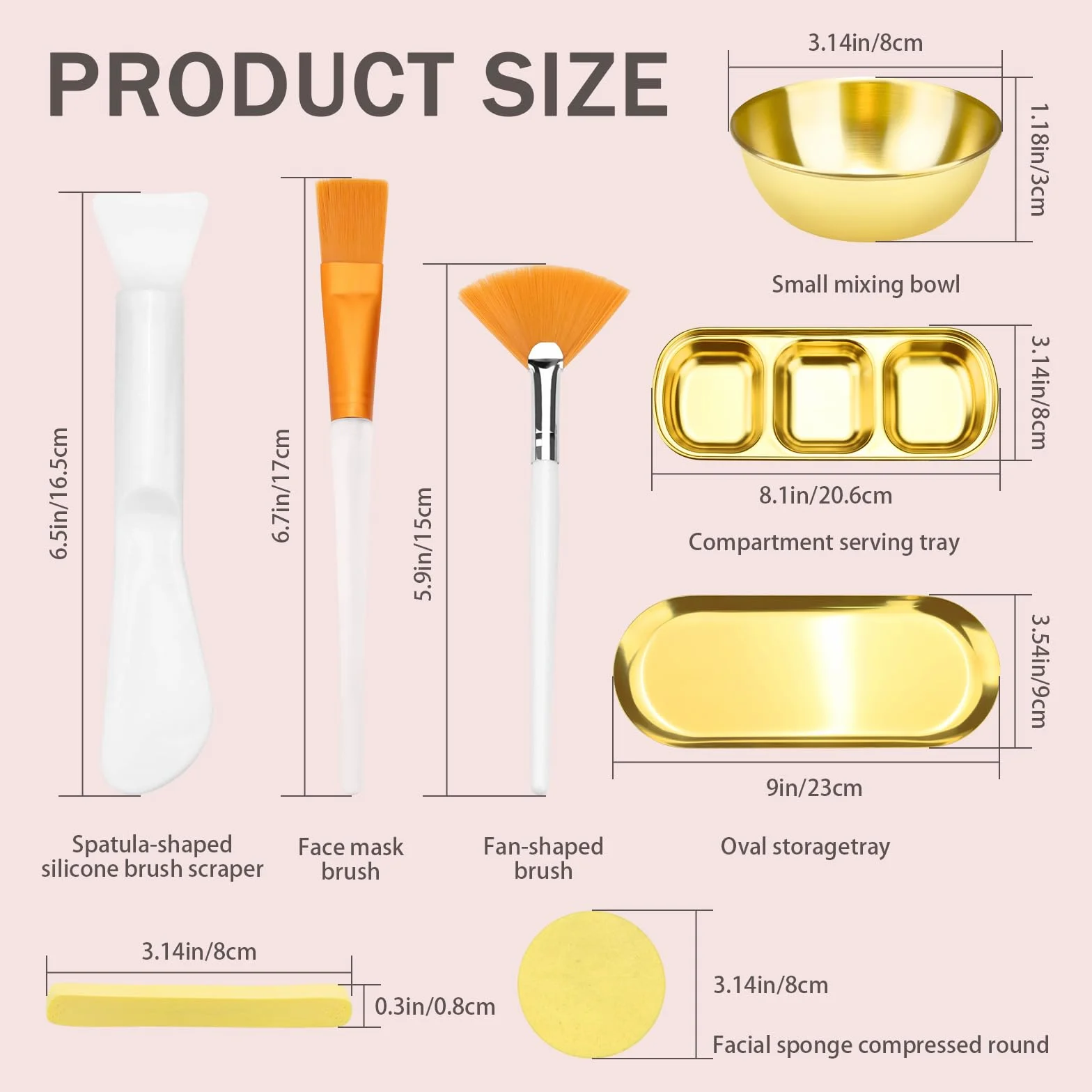Lot de 24 bols et pinceaux pour le visage - Brosse plate, éventail, bols mélangeurs, plateau, spatule, éponge