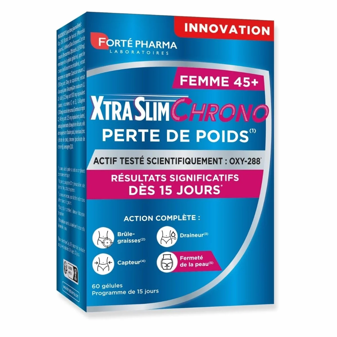 Forté Pharma XtraSlim Chrono 45+ Perte De Poids Brûle Graisse Draineur Fermeté Peau 60 Gélules