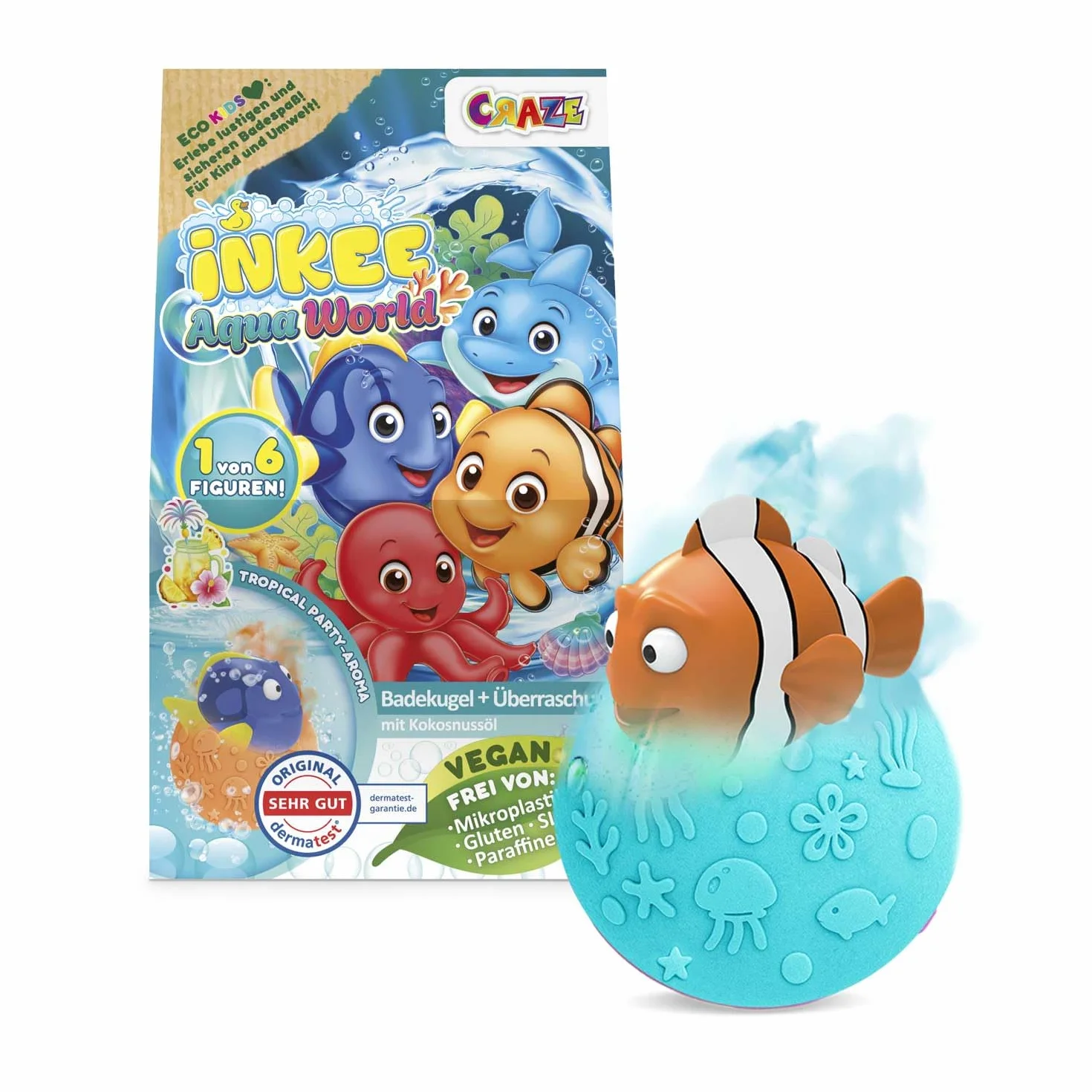 INKEE Bombe de bain surprise Aqua World – Boule de bain enfant avec surprise jouet de bain colorée