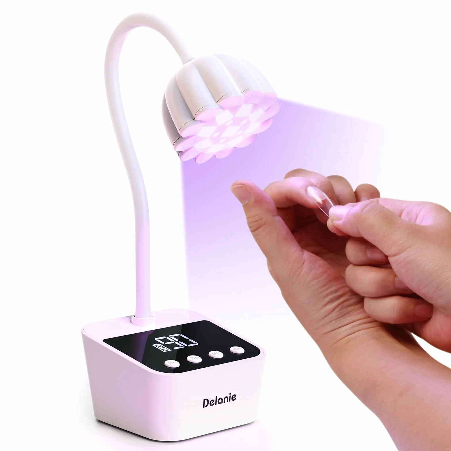 Delanie 35W Lampe UV Ongles Gel avec Capteur Automatique Intelligent & Écran LCD, Séchage Rapide 4 Minuterie de 10s/30s/60s/90s, Design Col de Cygne Flexible pour Manucure à Domicile et en Salon