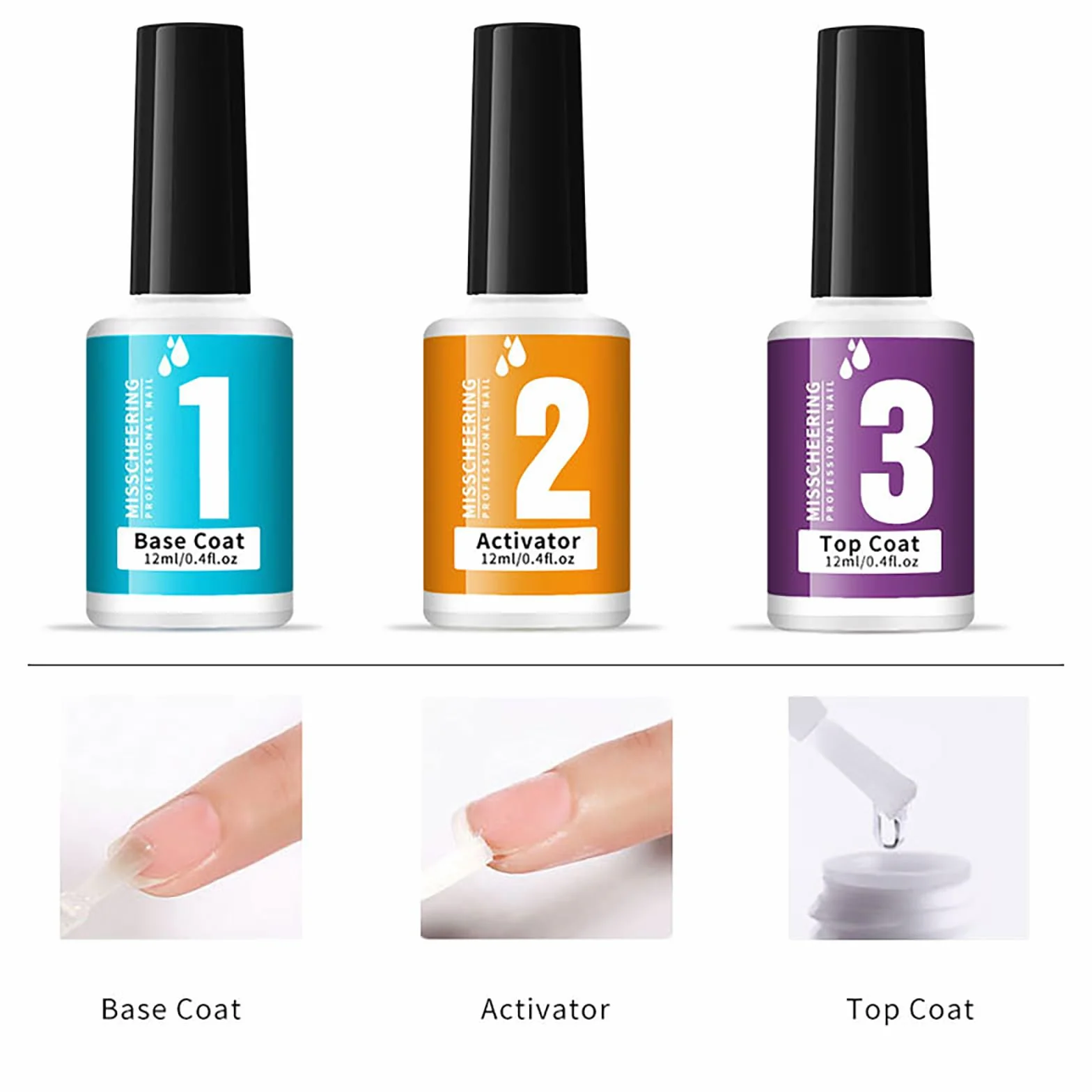 RoseFlower Dipping Powder Nails Kit 6 Couleur Nue Poudre Ongle Rouge Violet Base Top Coat Ensemble Français