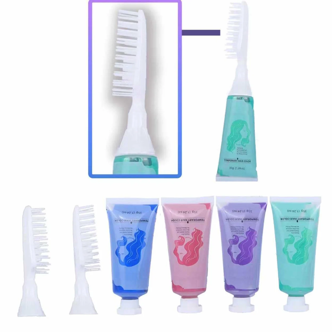 HaiolorPro 4 Couleurs Cire Colorante Cheveux, Craie pour Cheveux Lavable, Kit Couleur Temporaire Mascara pour Cheveux Lavable, pour Filles et Adultes Anniversaire, Halloween, Cosplay ou Fête