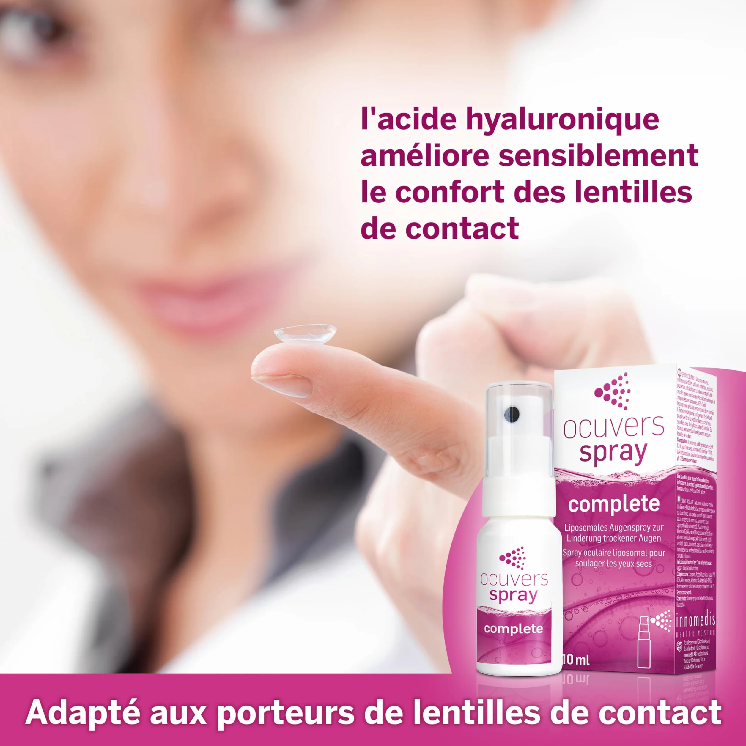 Ocuvers Complete Spray pour les yeux 0,3% acide hyaluronique liposomes aloe vera vitamine B5 E 10 ml