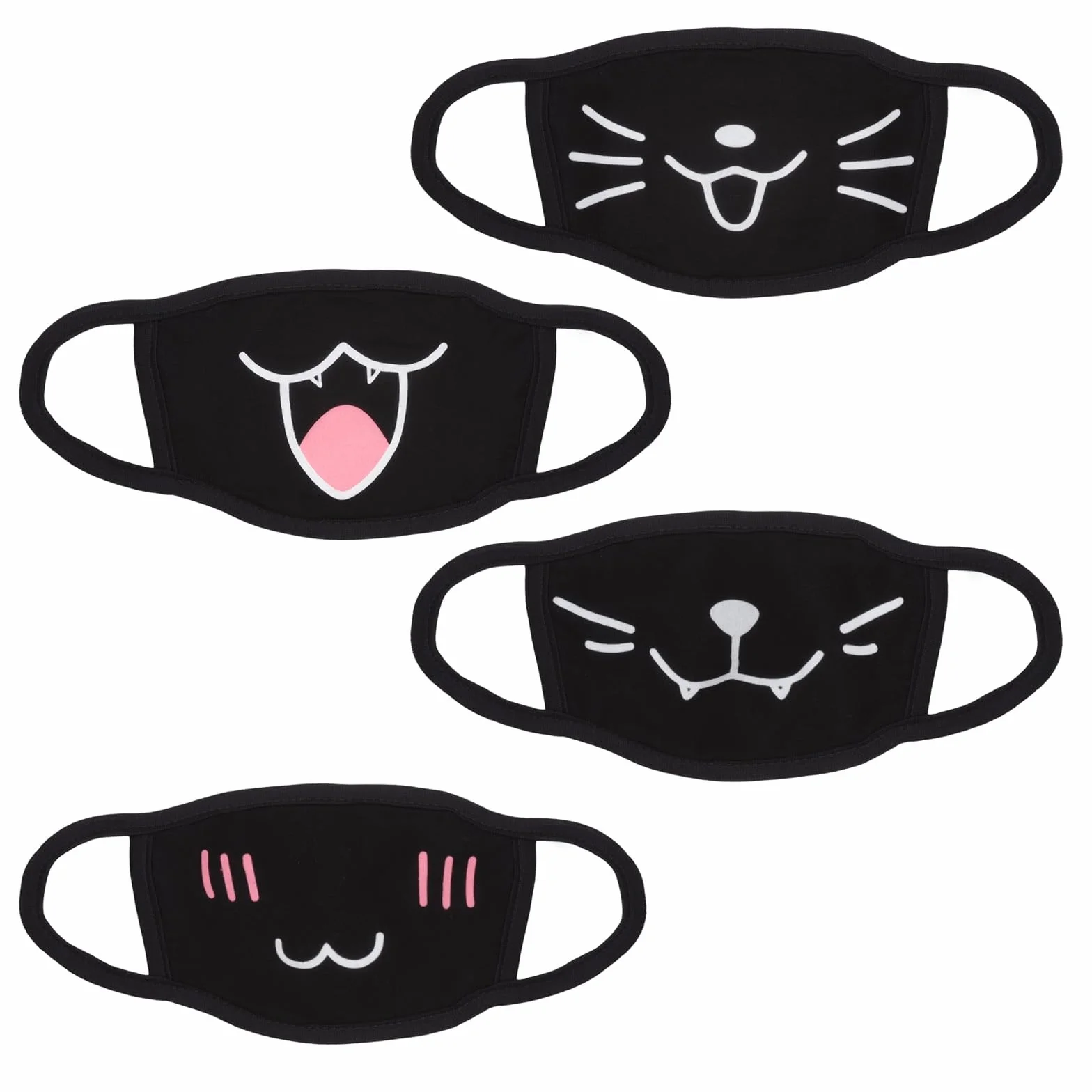 Masque Anime 4 Pièces Femboy Anti-Poussière Coton Réutilisable Cosplay Manga Cartoon Lavable
