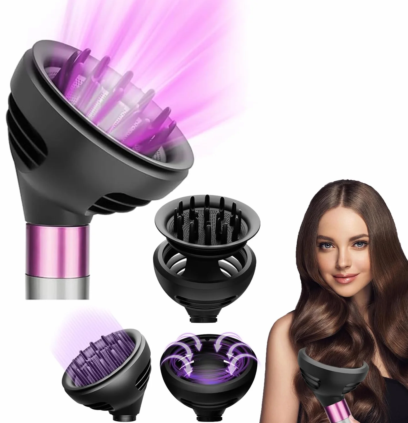 Compatible Accessoires et embouts pour diffuseur Wave & Curl du Dyson Airwrap, Compatible HS01 HS05 HS08, Accessoire à Double Mode Dôme & Diffusé, embout pour dyson airwrap