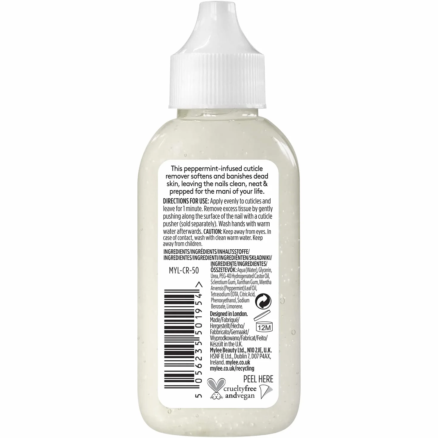 Mylee Cuticle Remover Gel Dissolvant Cuticules à l'Huile de Menthe Poivrée 50ml
