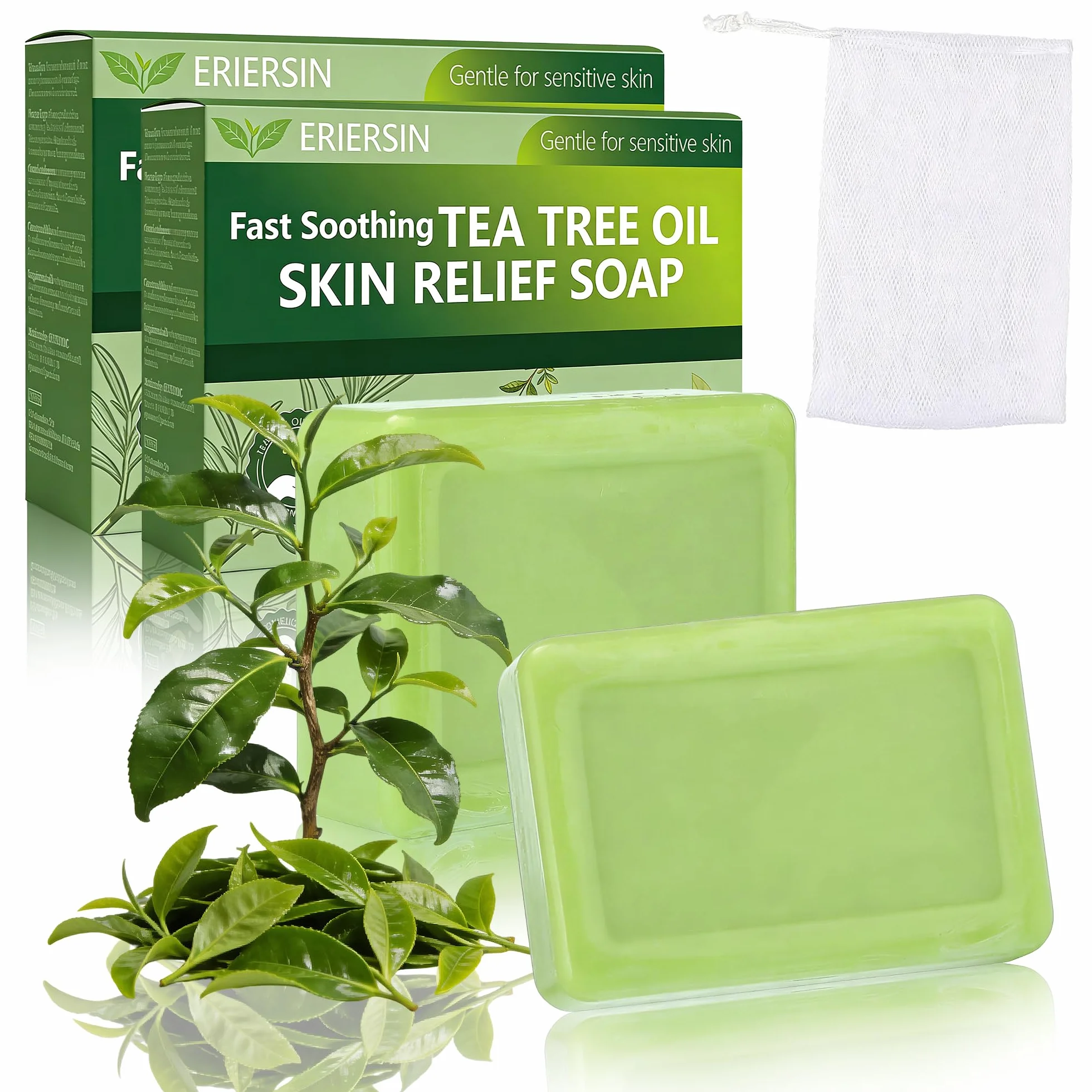 Tea Tree Oil Soap Antifungal Relief Bar Athlete’s Foot Treatment Jock Itch Ringworm Natural Foot Body Soap Gentle Exfoliating 2 Pack