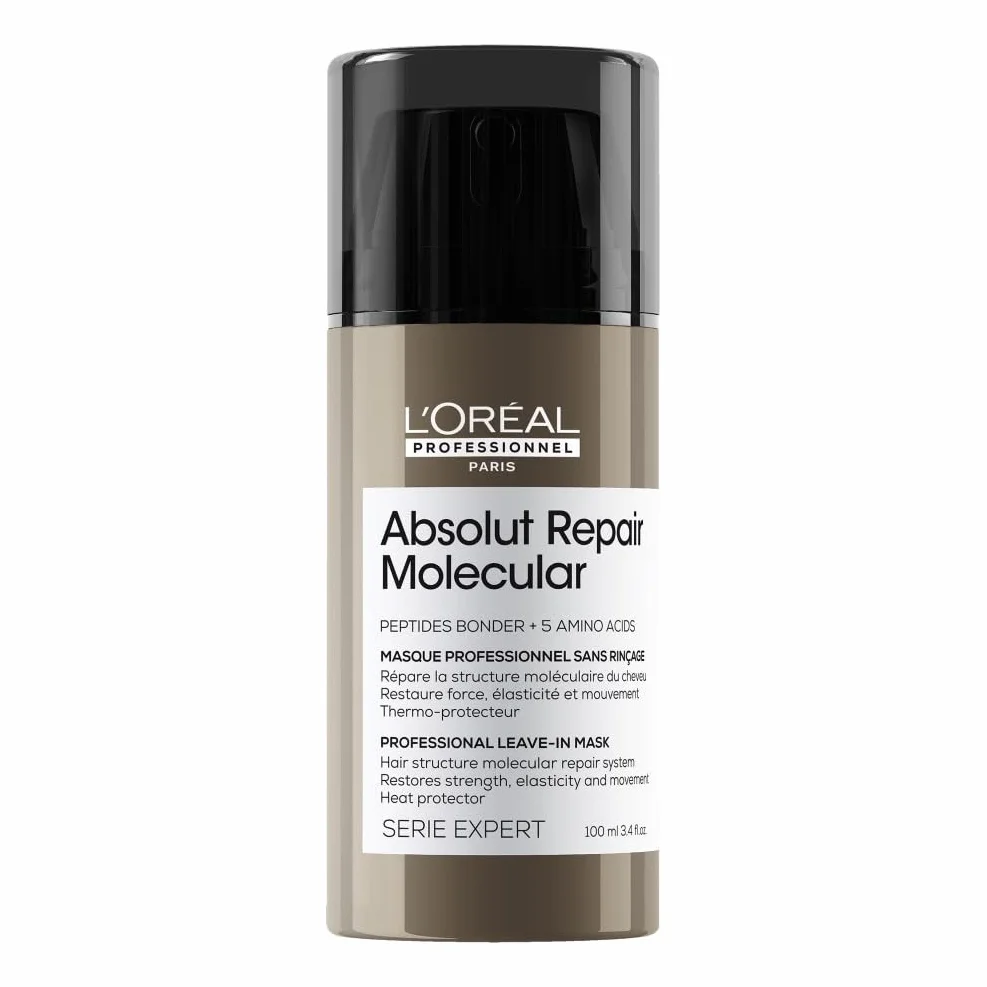 L'OREAL PROFESSIONNEL Absolut Repair Molecular Réparation Thermoprotection Cheveux Très Abîmés Raides à Bouclés Répare 2 Ans Dommages +97% Force